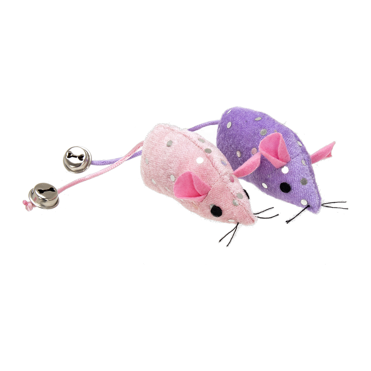 Ware Sparkle Mouse Toy pink and purple catnip felt mice with bell tails