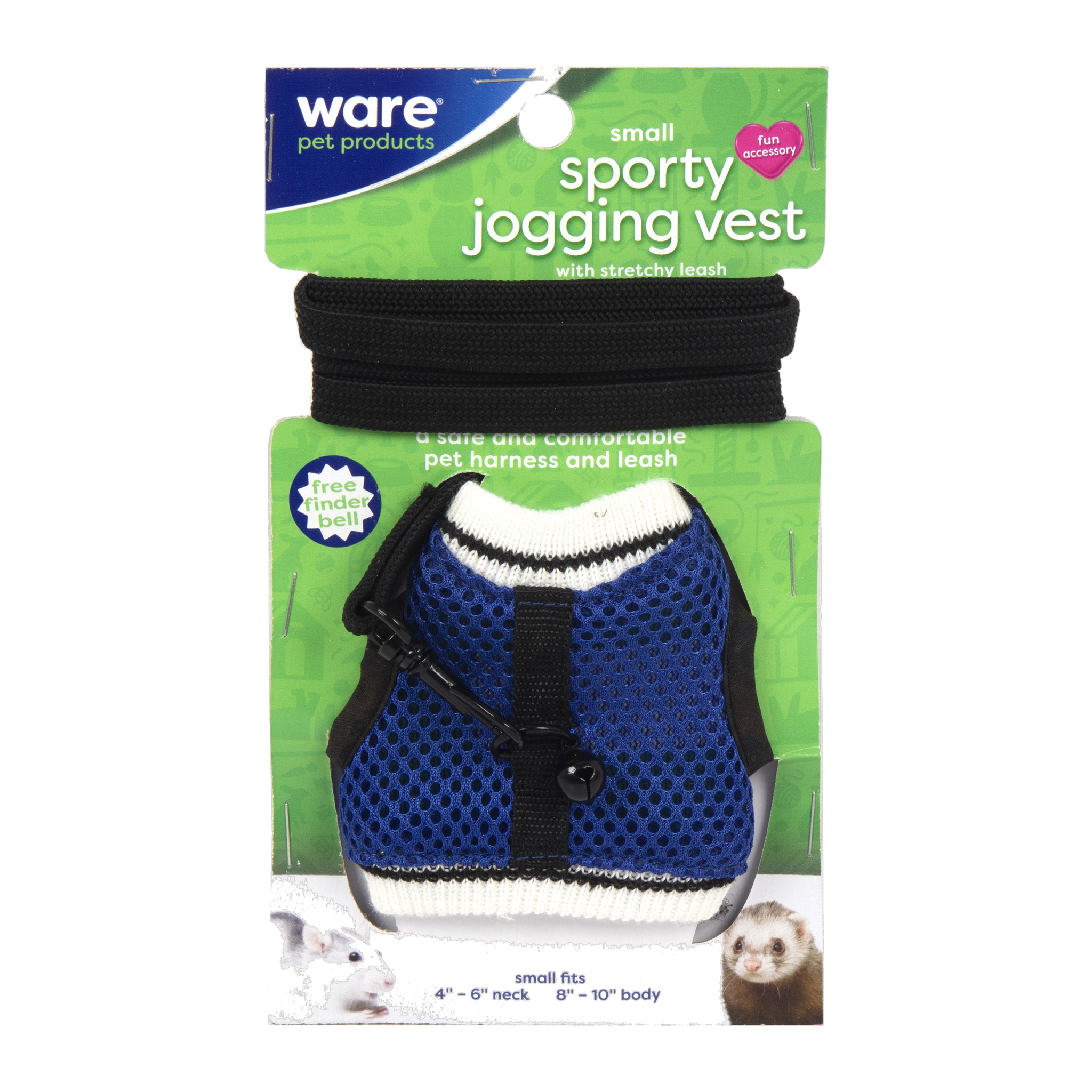 Ware Sporty Jogging Vest small pet harness and stretchy leash, Small