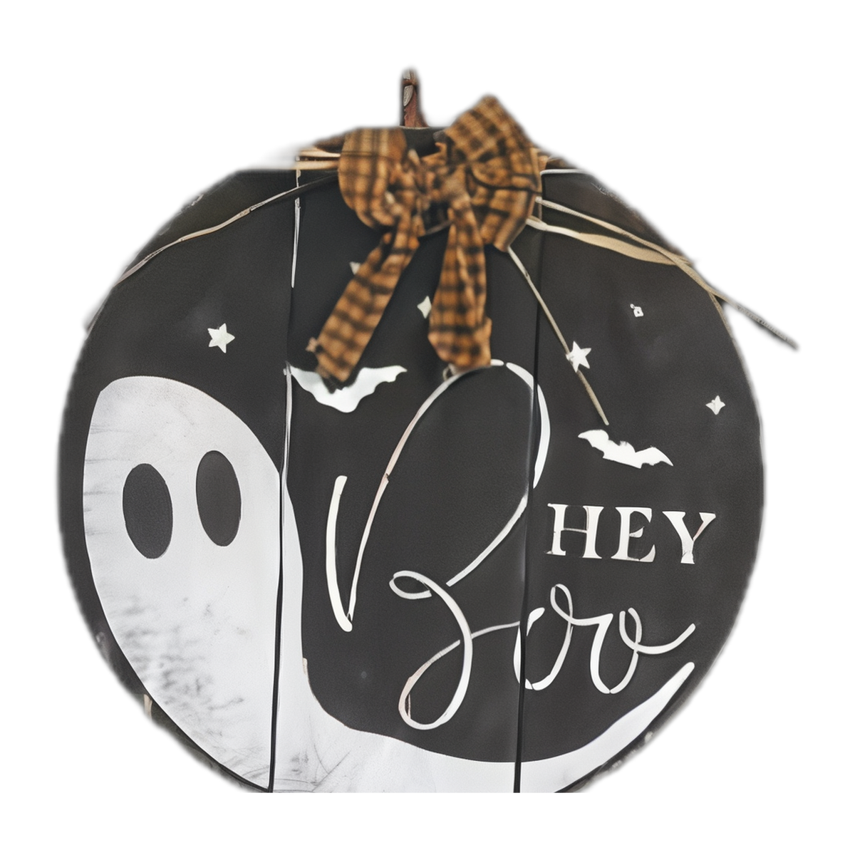 16" Round Hey Boo Sign — Amish handmade wooden fall decor by Woodland Country Creations