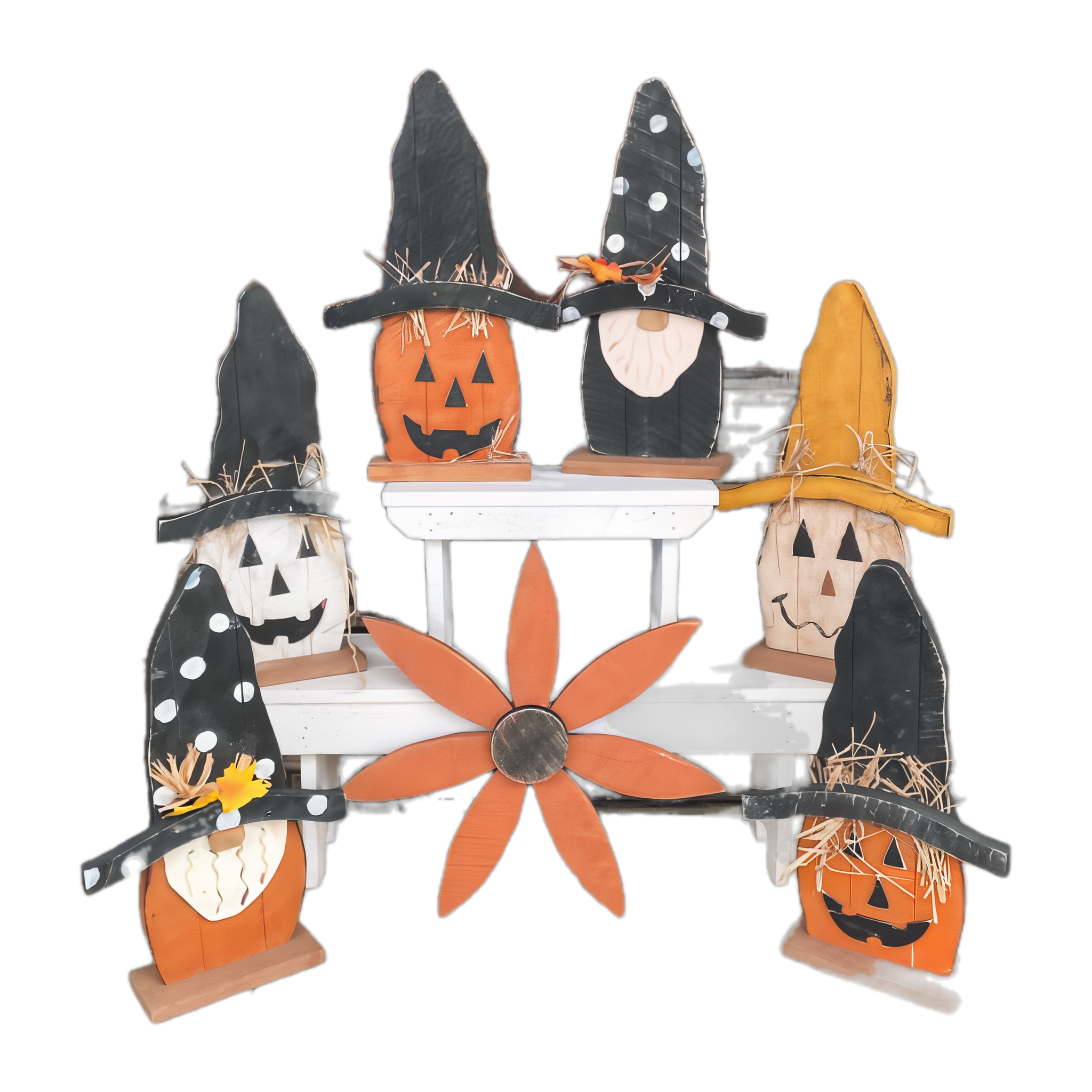 28in Pumpkin Face on Base — Fall Characters on Bases family