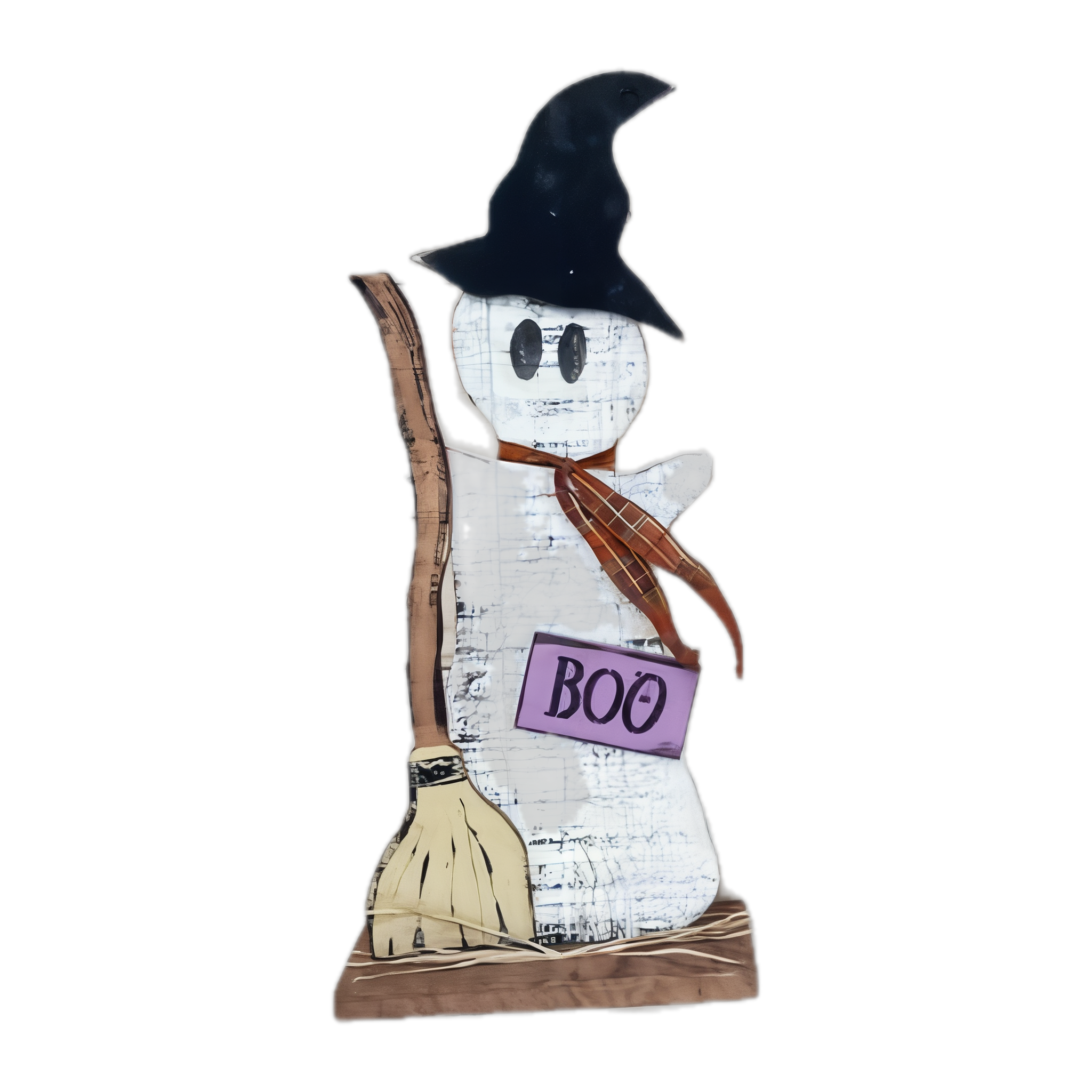 Ghost with Broom — Amish handmade wooden fall decor by Woodland Country Creations