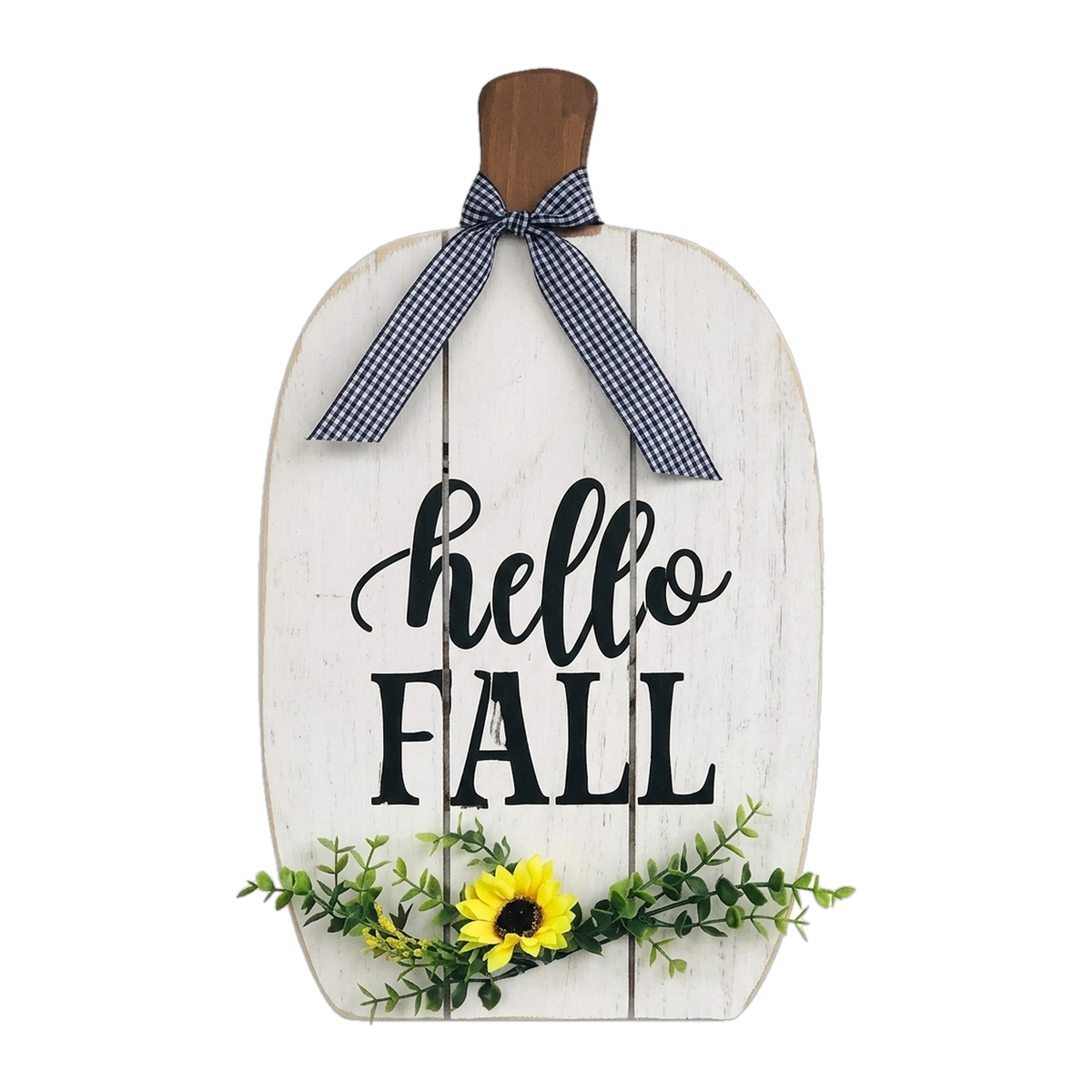 Hello Fall Pumpkin Door Hanger — white version