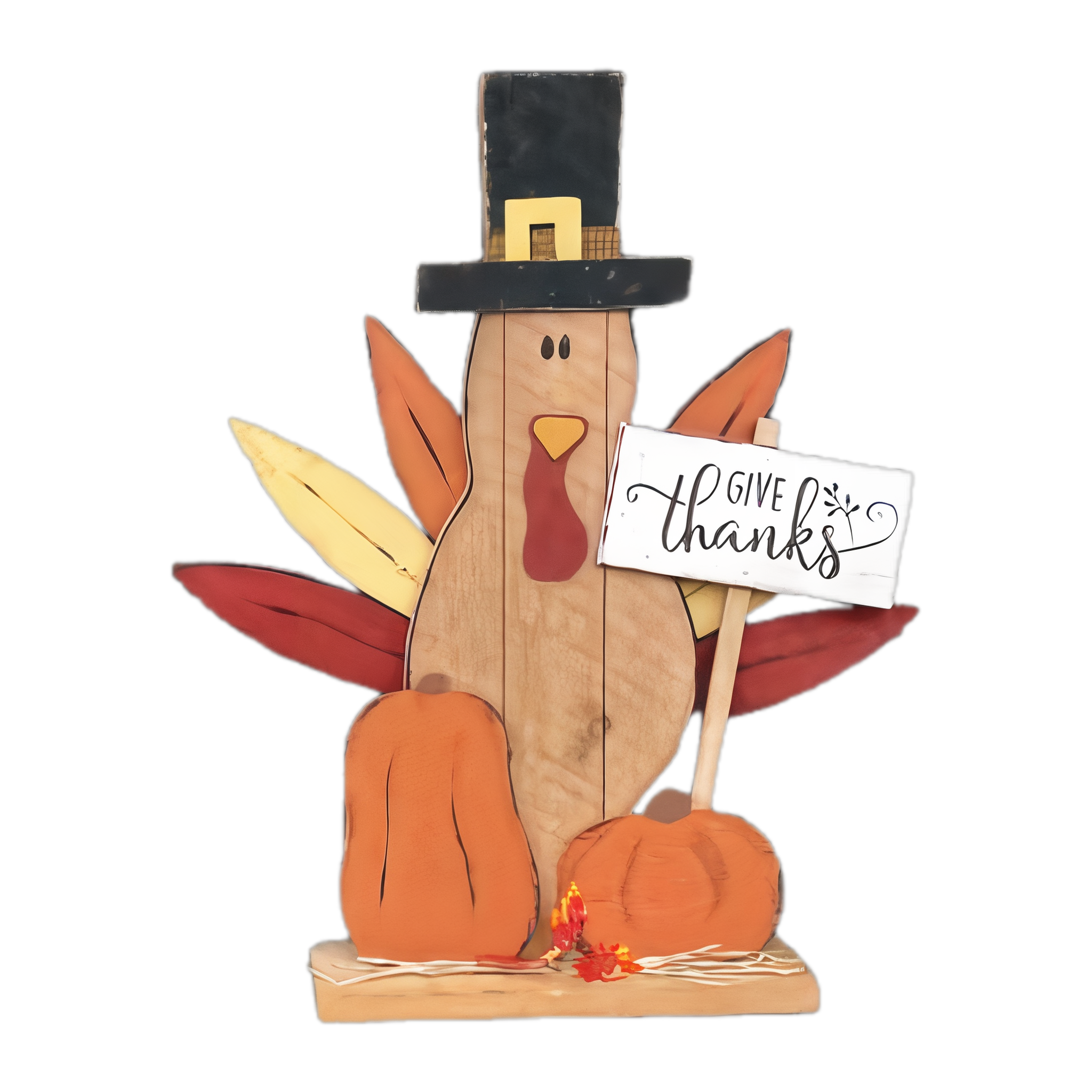 Large Turkey with Hat — Amish handmade wooden fall decor by Woodland Country Creations