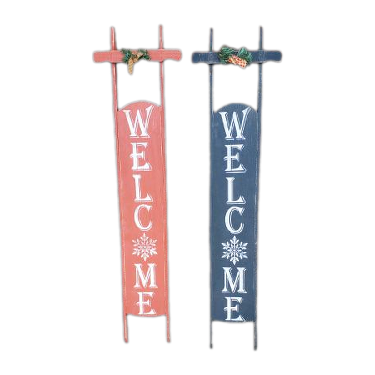 Lath Sled Welcome Sign — red and black colorways