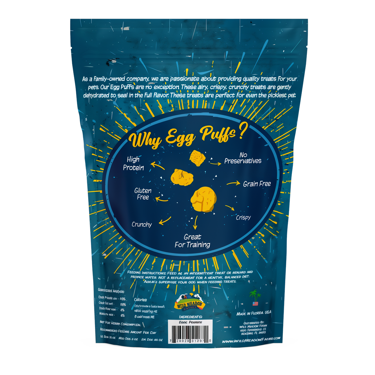 Wild Meadow Farms Egg Puffs Dog Treats -- back label