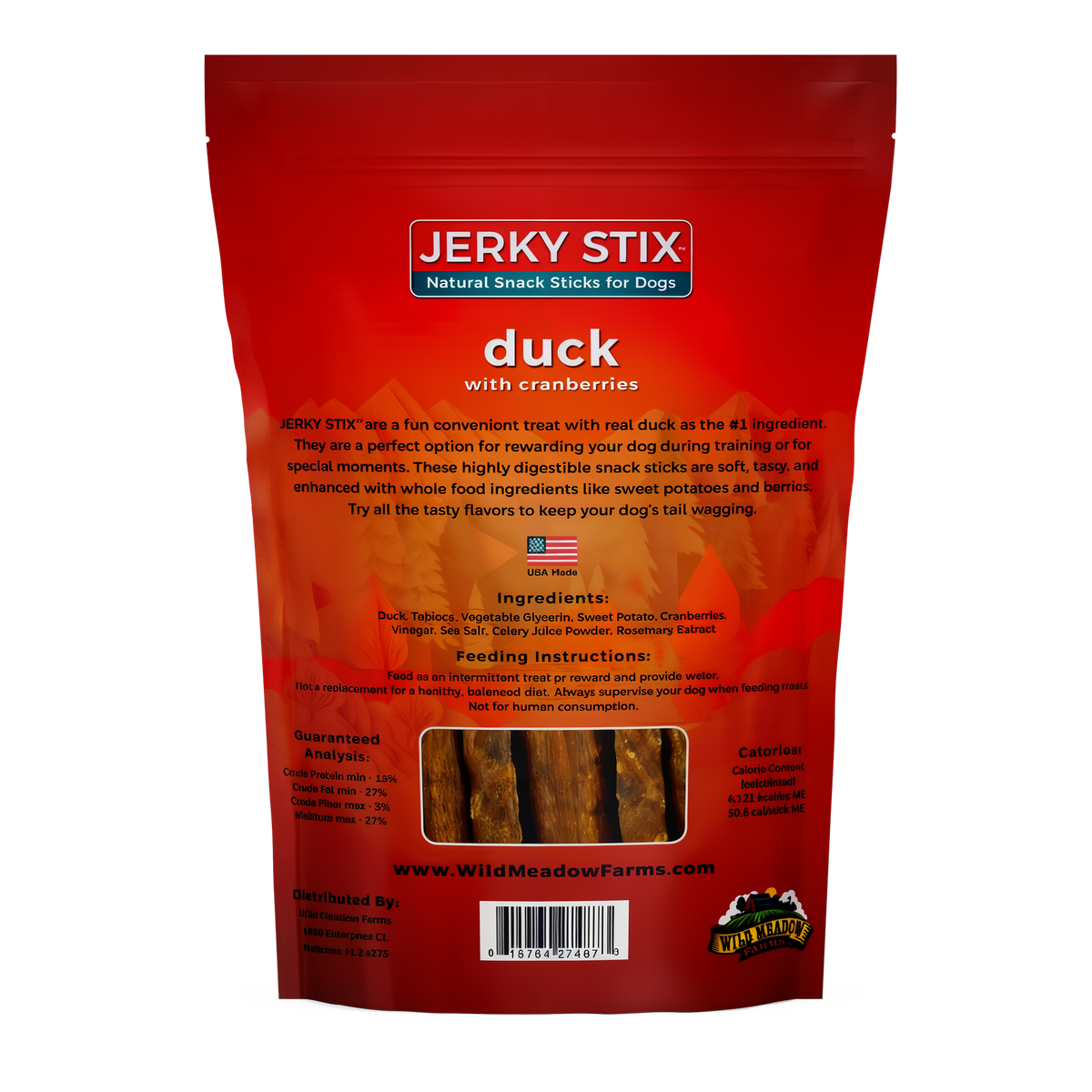 Wild Meadow Farms Jerky Stix Natural Snack Sticks for Dogs -- back label