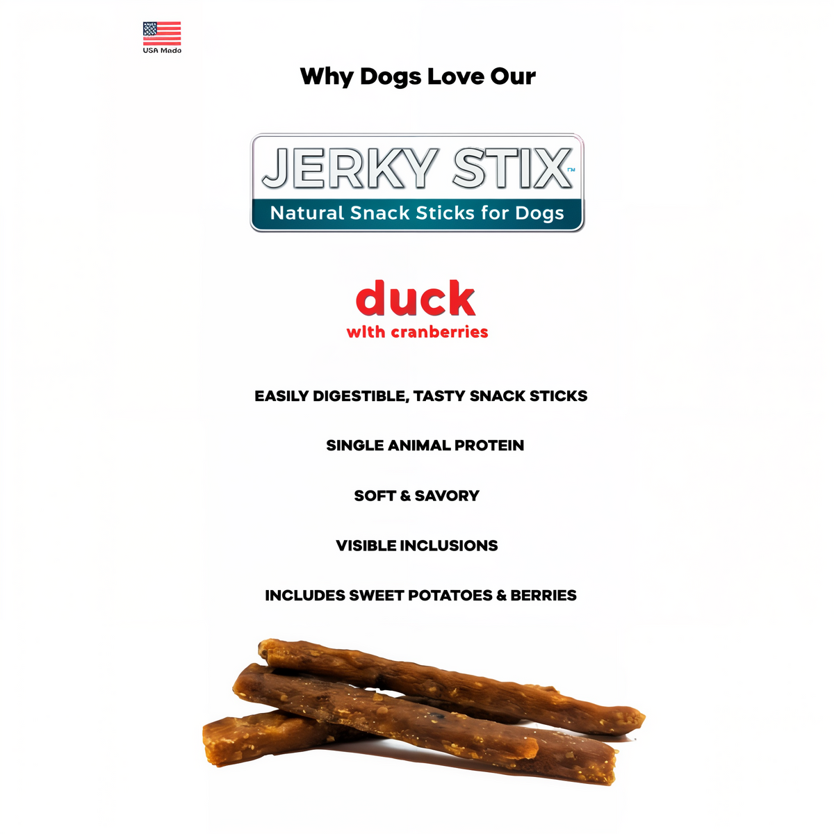 Wild Meadow Farms Jerky Stix Natural Snack Sticks for Dogs -- info card
