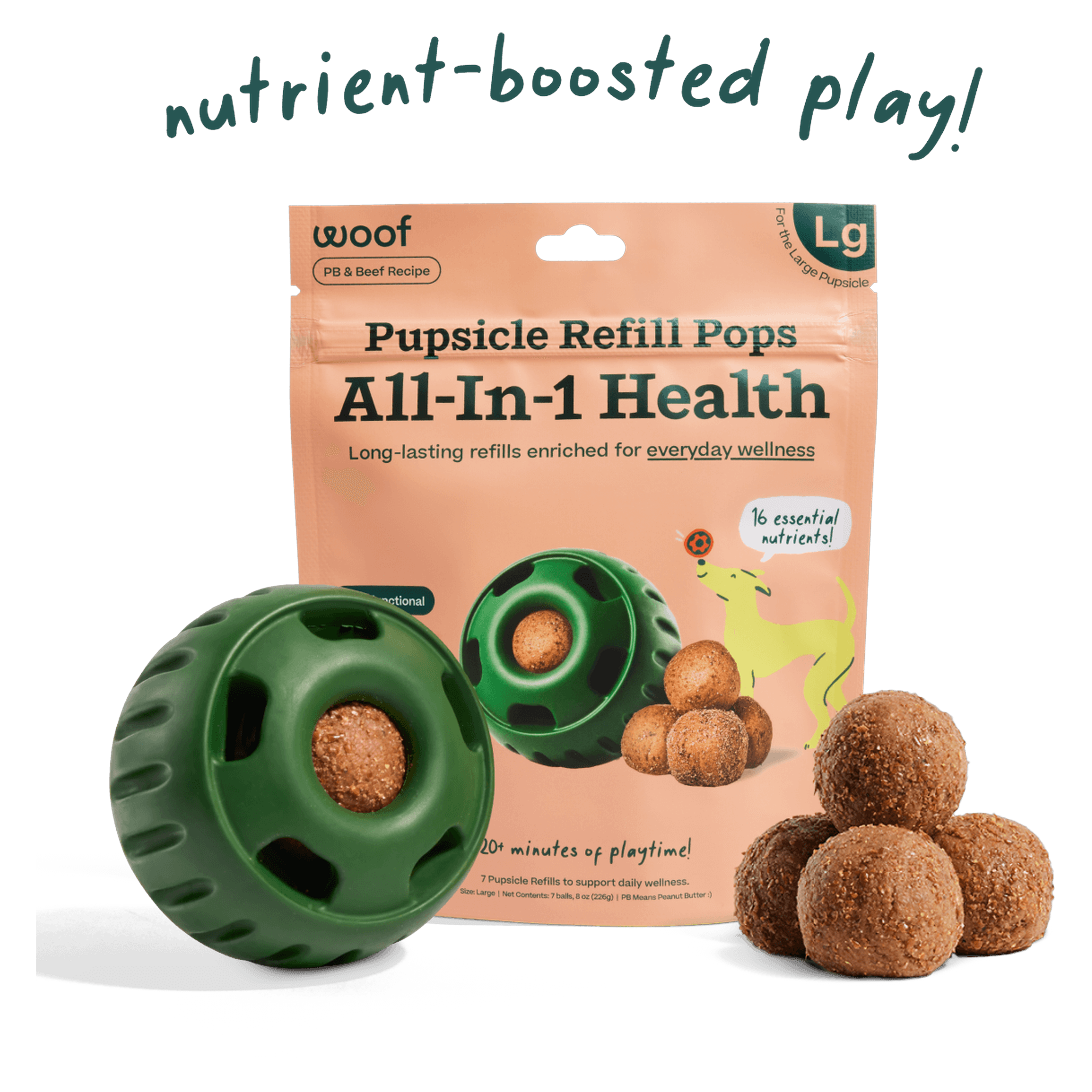 Woof All-In-1 Wellness Pops Pupsicle refill treats, X-Large (75 LBS+) 12 FL OZ bag