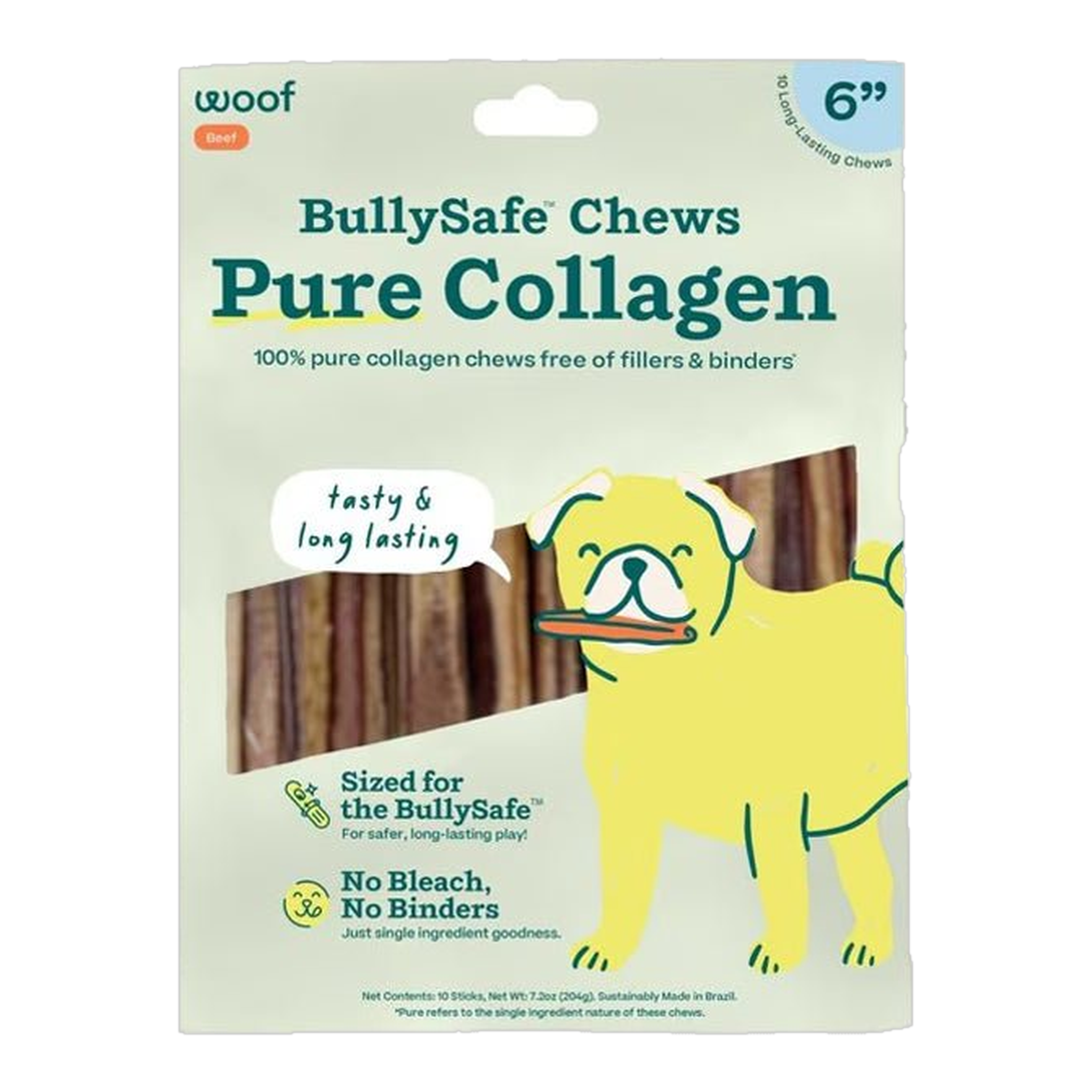 Woof BullySafe Pure Collagen Chews bag, 6 IN 10 Pack