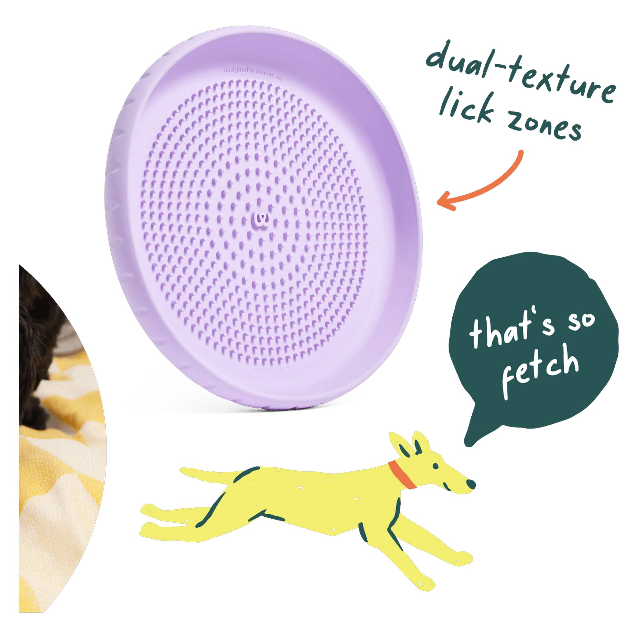 Spread Woof LickWells or LickMix on the Fly n' Feed lick mat