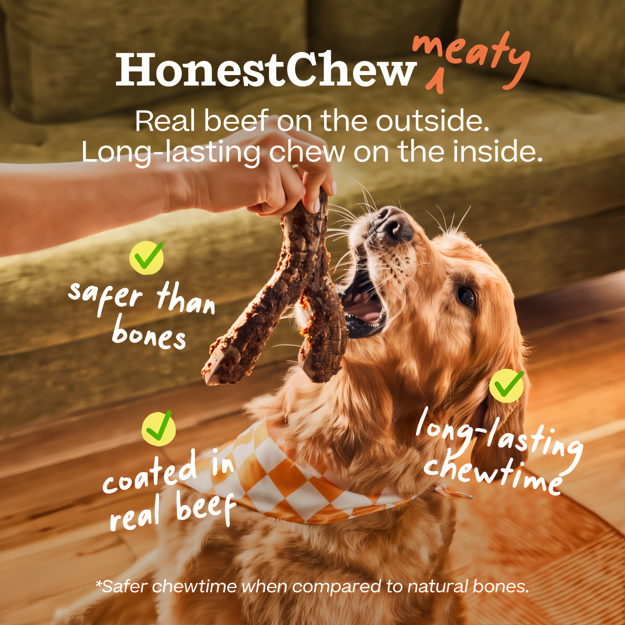HonestChew Meaty has slow-baked real beef outside and a splinter-resistant core