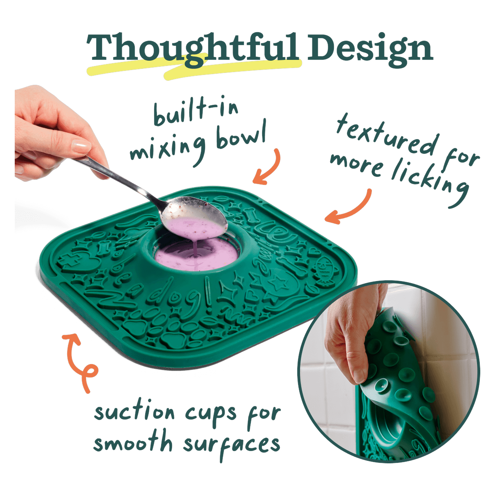 Woof LickMat textured surface slows licking for calming enrichment