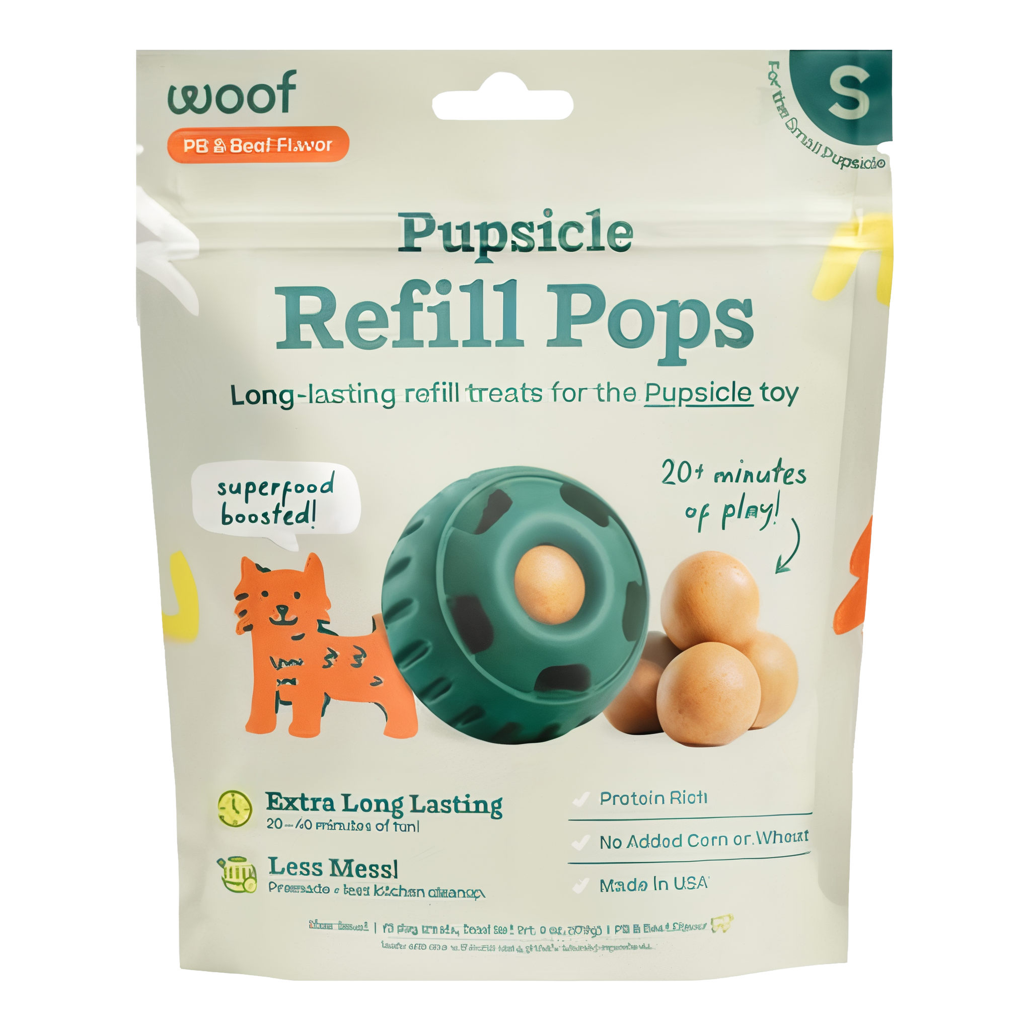 Woof Pupsicle Beef and Peanut Butter Refill Pop Treats, 8 oz package