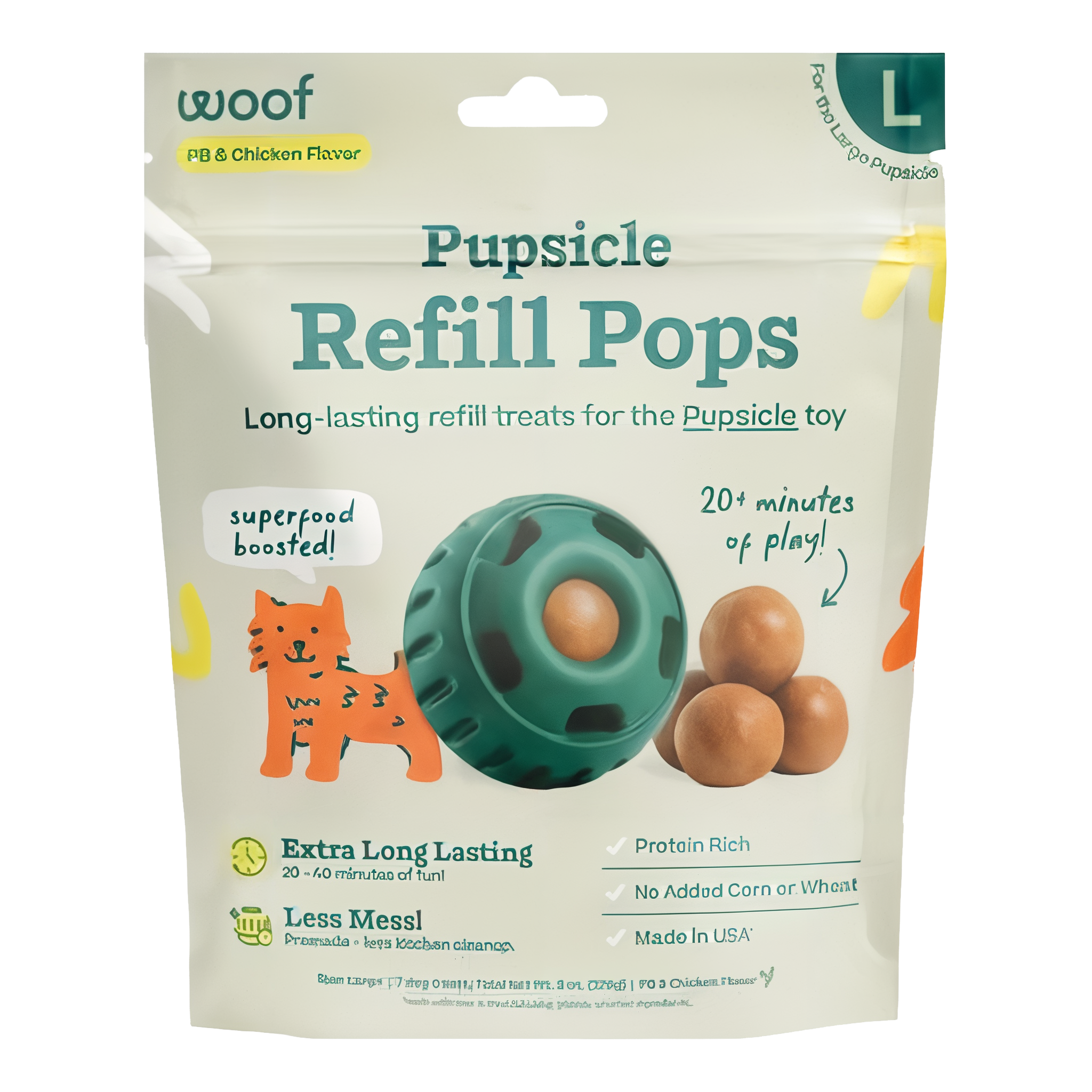Woof Pupsicle Chicken and Peanut Butter Refill Pop Treats, Large size