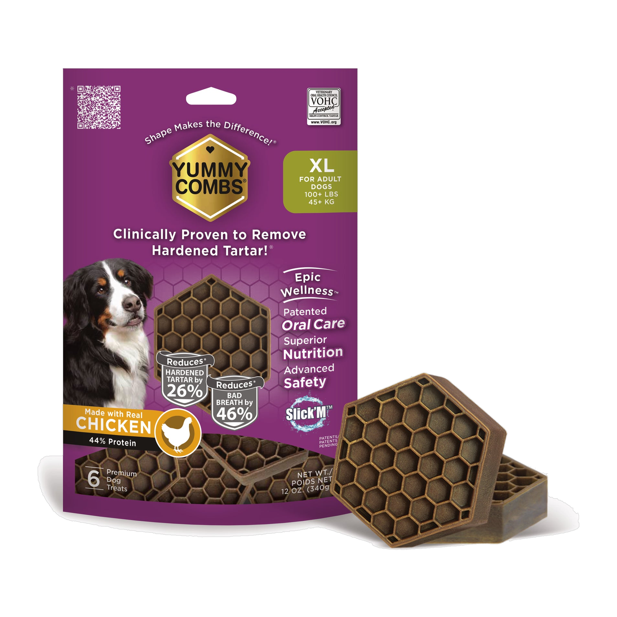 Yummy Combs chicken flossing dental treats 12 oz bag, 6 treats for dogs over 100 pounds
