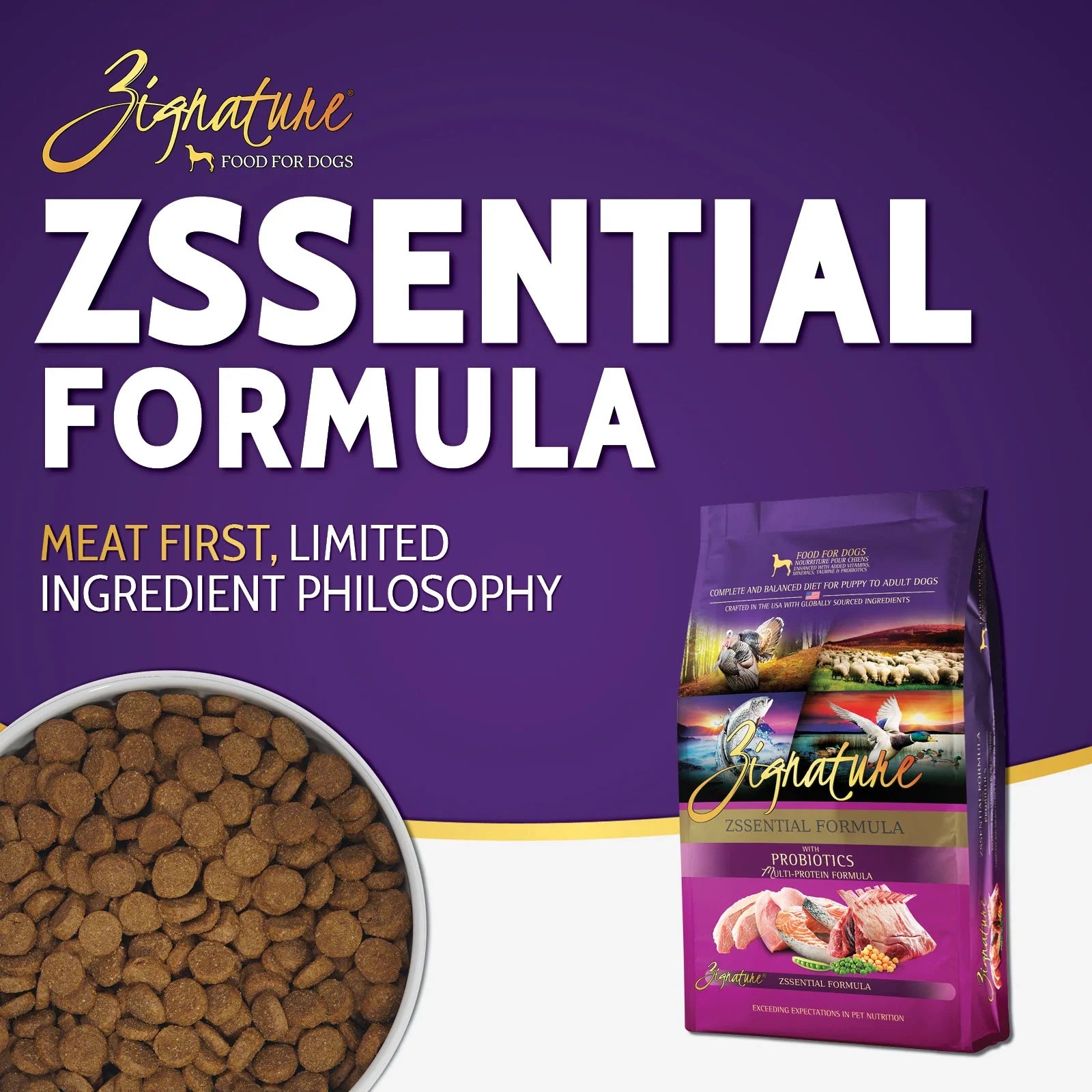 Zignature Zssential Formula Dry Dog Food — product highlights tile 1