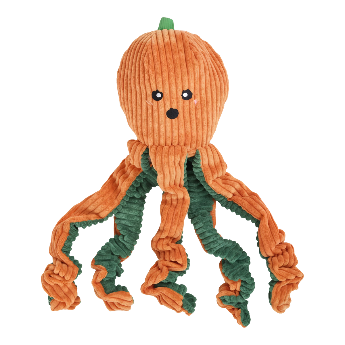 Zippy Paws Halloween Pumpkin Octopus XL plush dog toy with corduroy pumpkin head and curly orange and green tentacles
