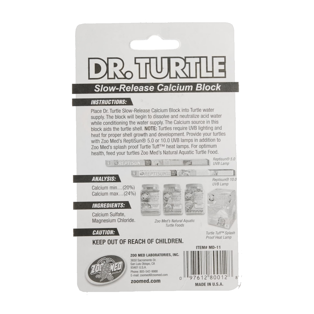 Zoo Med Dr. Turtle Slow-Release Calcium Block 0.5 oz -- packaging