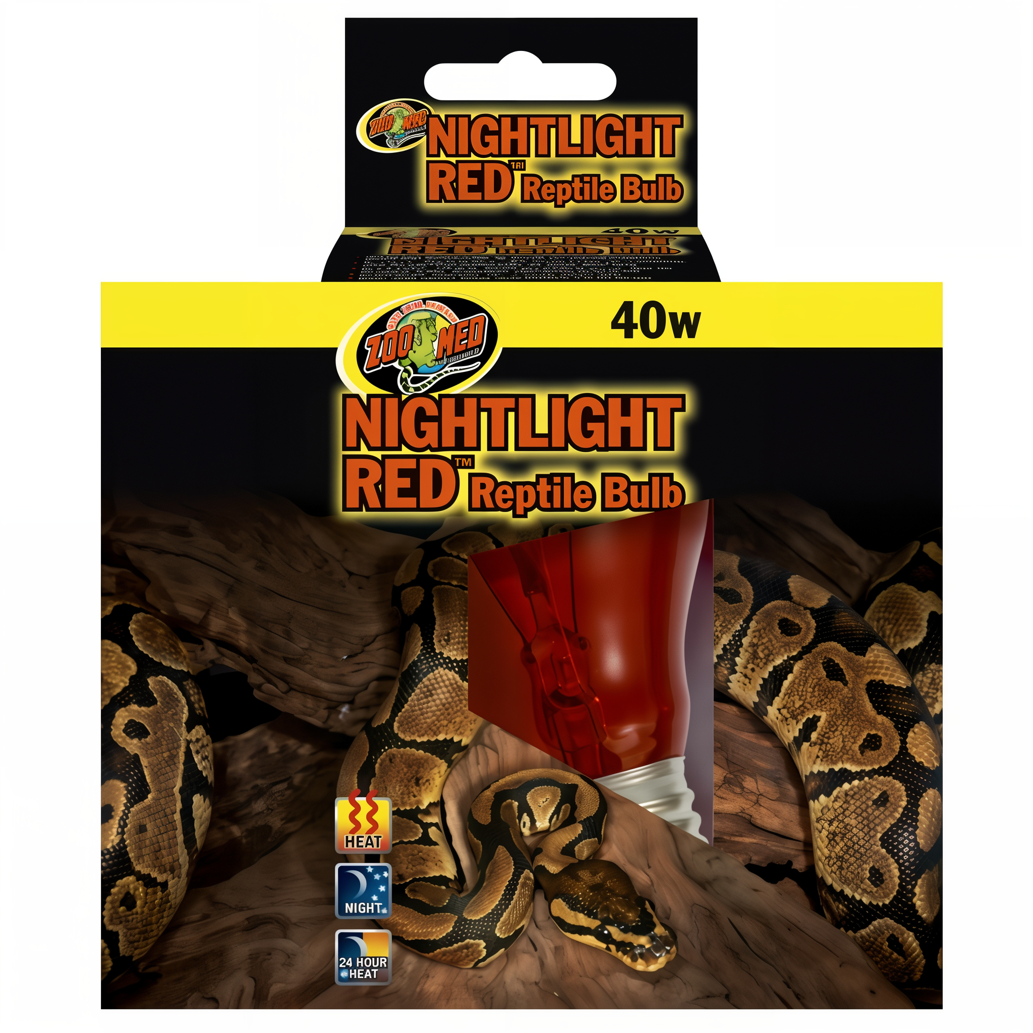Zoo Med Nightlight Red Reptile Bulb, 40W Red Heat Lamp