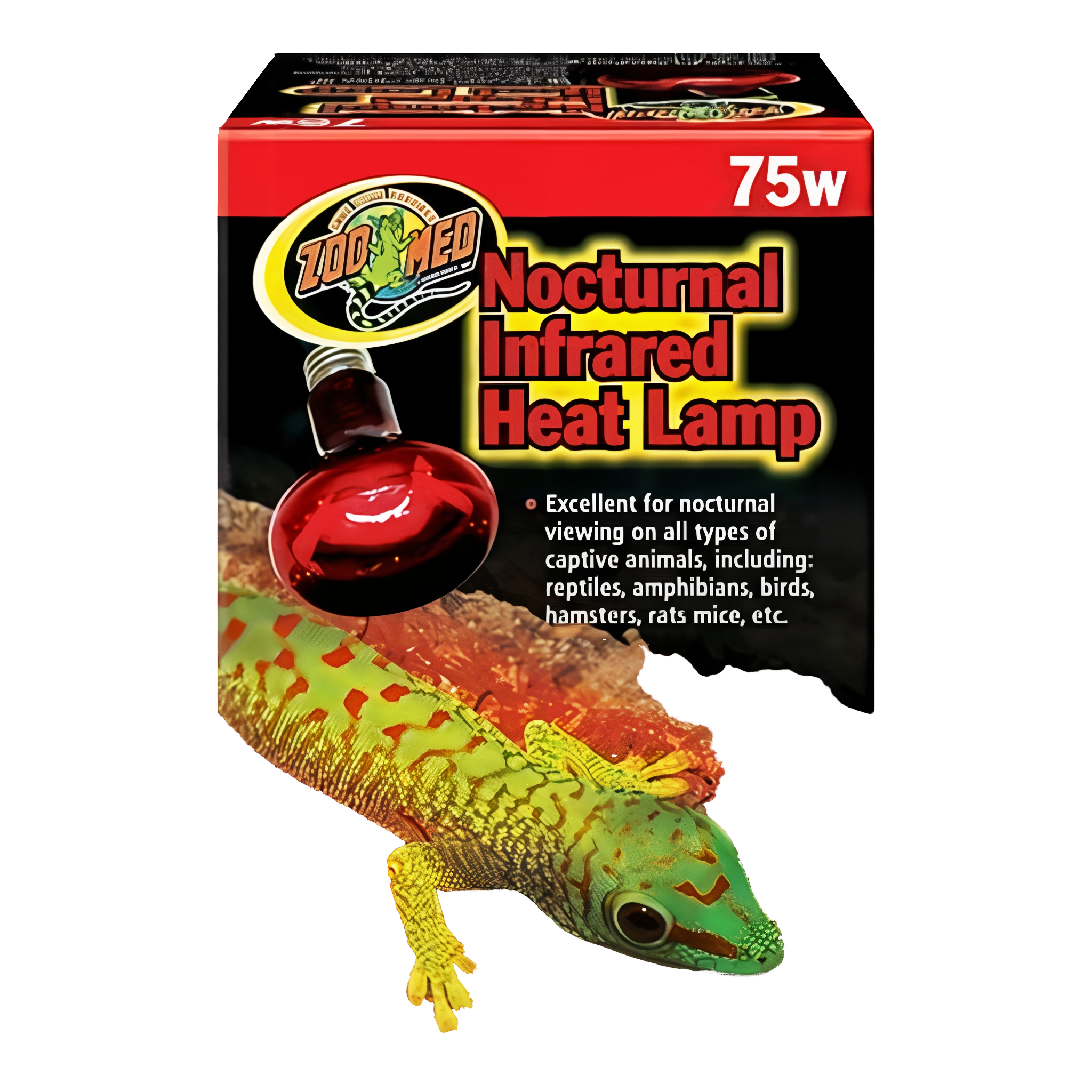 Zoo Med Nocturnal Infrared Heat Lamp 75W, nighttime heat source for small pets