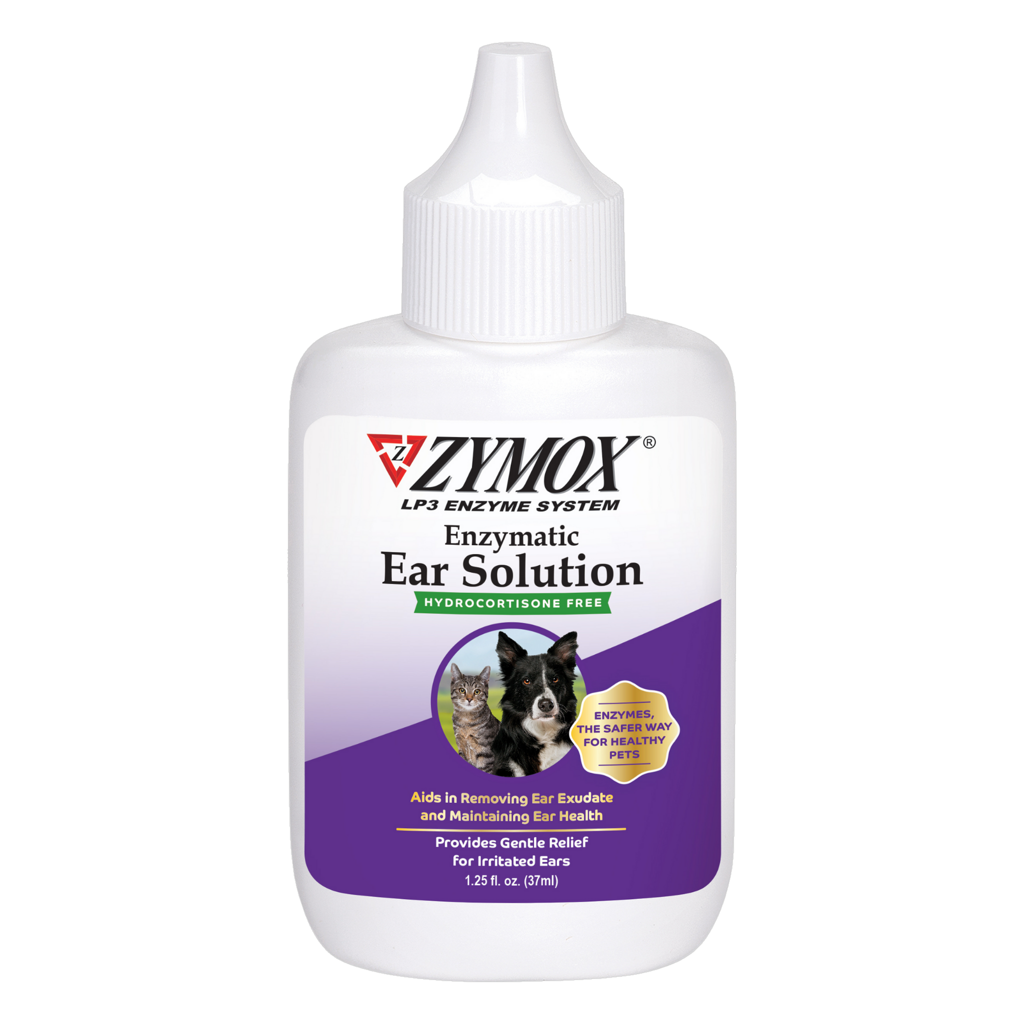Zymox Enzymatic Ear Solution Hydrocortisone Free 1.25 fl oz bottle front