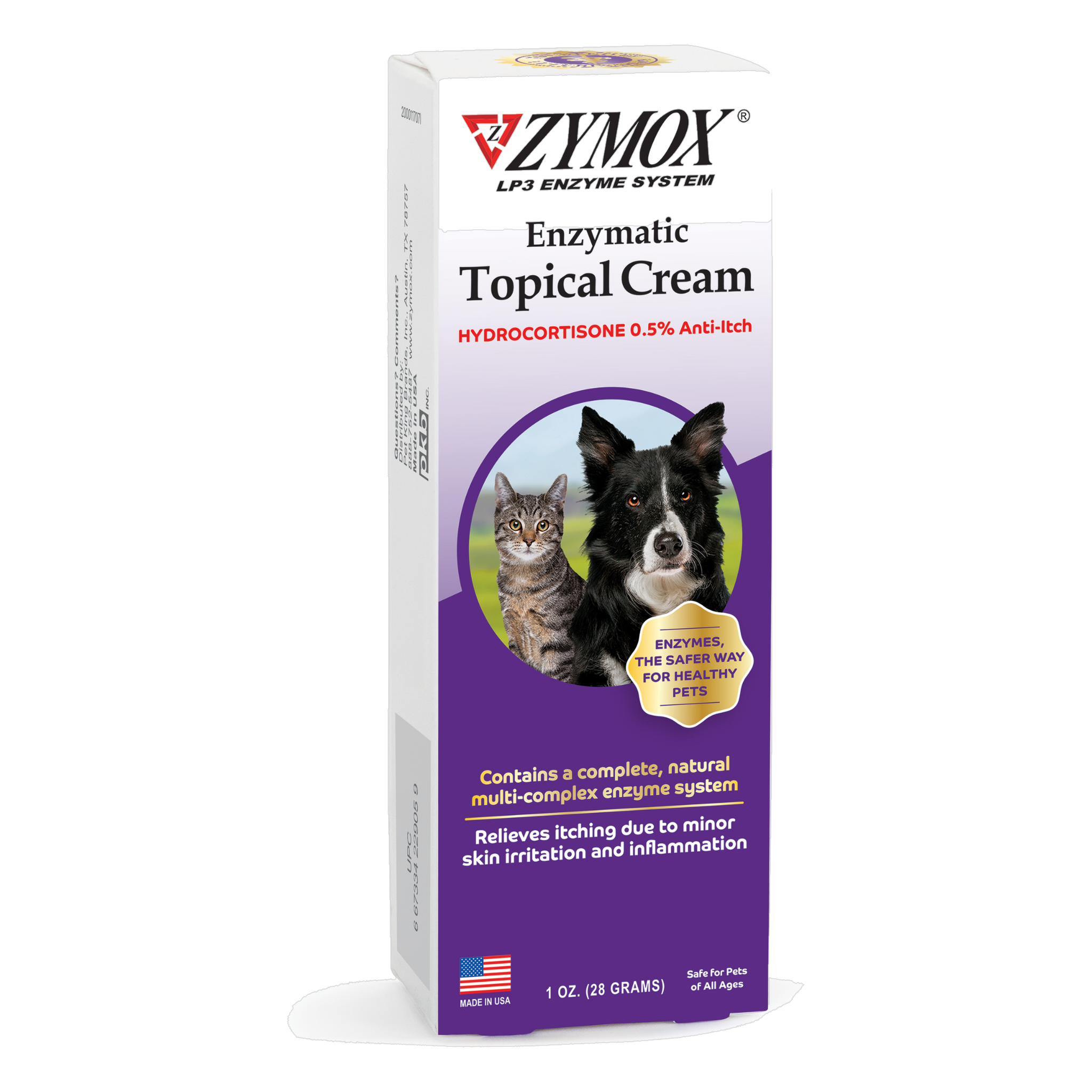 Zymox Enzymatic Topical Cream with 0.5 percent hydrocortisone carton front