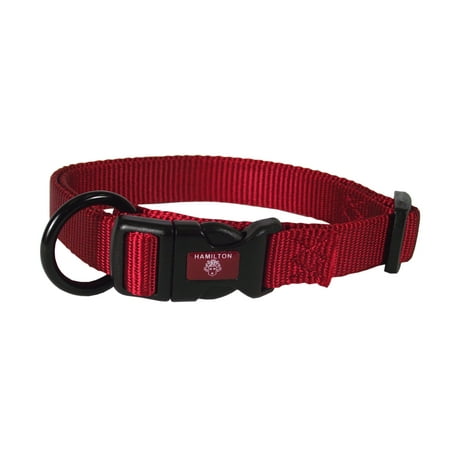 Hamilton Adjustable Dog Collar, 3/4 inch wide, size 16-22 inch, Red #3/4" 16-22#Red