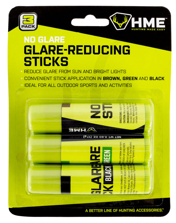 HME HMESTK3PK Face Paint No Glare Black/Brown/Dark Green Stick