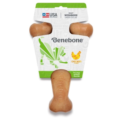 Benebone Wishbone durable dog chew toy for aggressive chewers, chicken flavor, giant size. #Chicken#Giant