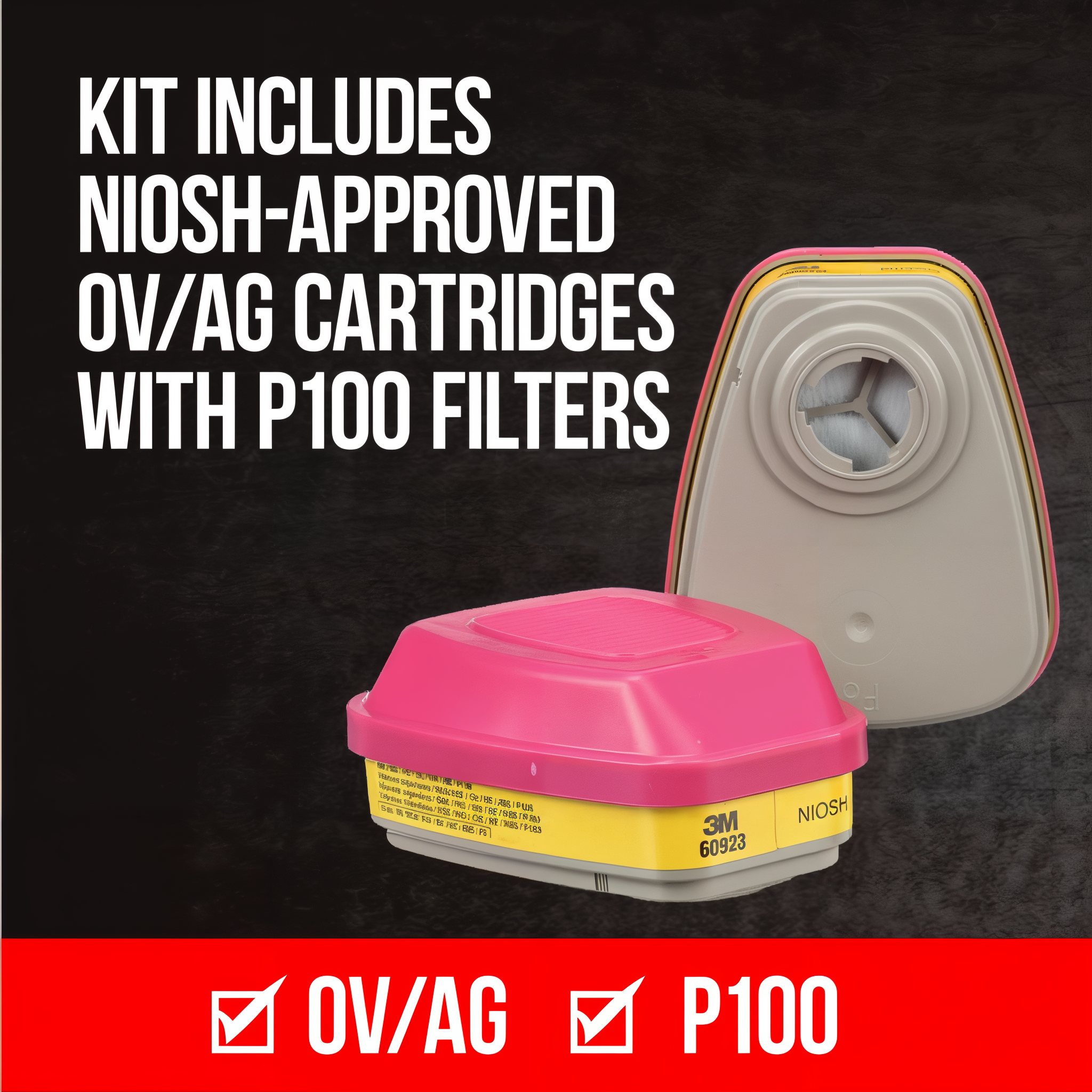 3M Multi-Purpose Reusable Respirator 62023 - kit contents