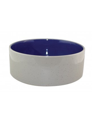 STONEWARE CROCK DOG DISH, 7.5″