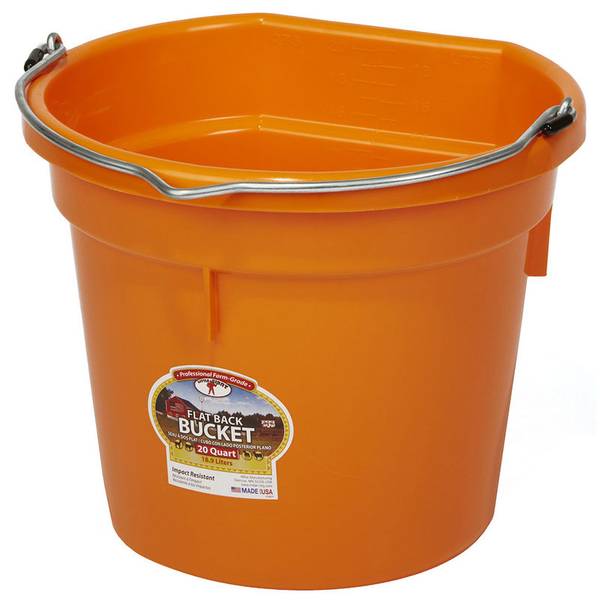 Orange Little Giant Flatback Plastic Bucket for general farm supplies. #Orange