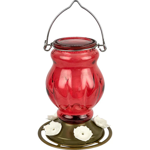 Nature's Way Bird Products Ruby Visions Antique Glass Gravity Hummingbird Feeder