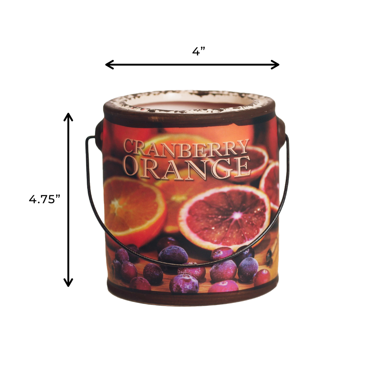 A Cheerful Giver Cranberry Orange Farm Fresh Candle -- dimensions diagram