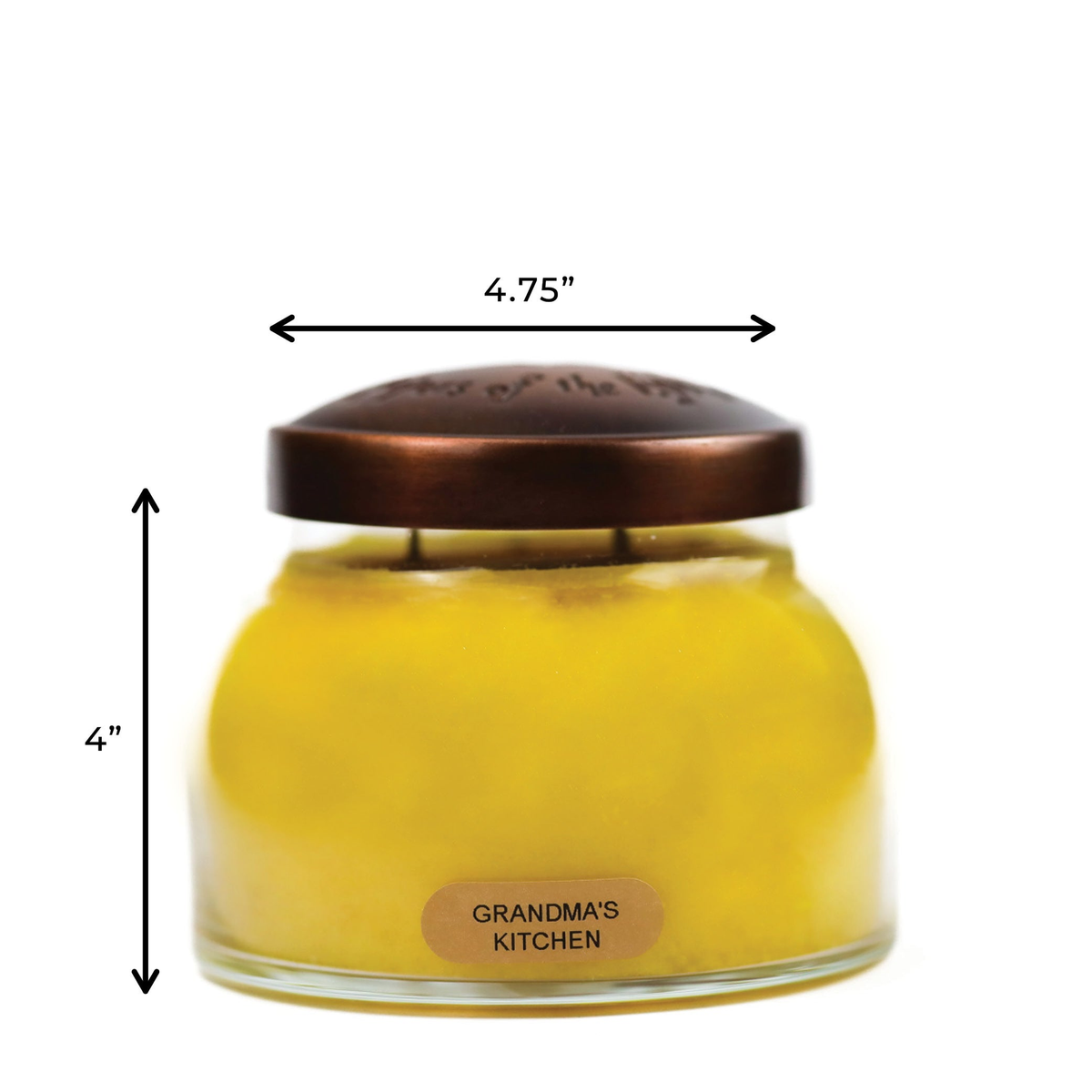 A Cheerful Giver Grandma's Kitchen Keepers of the Light Jar Candle -- dimensions diagram
