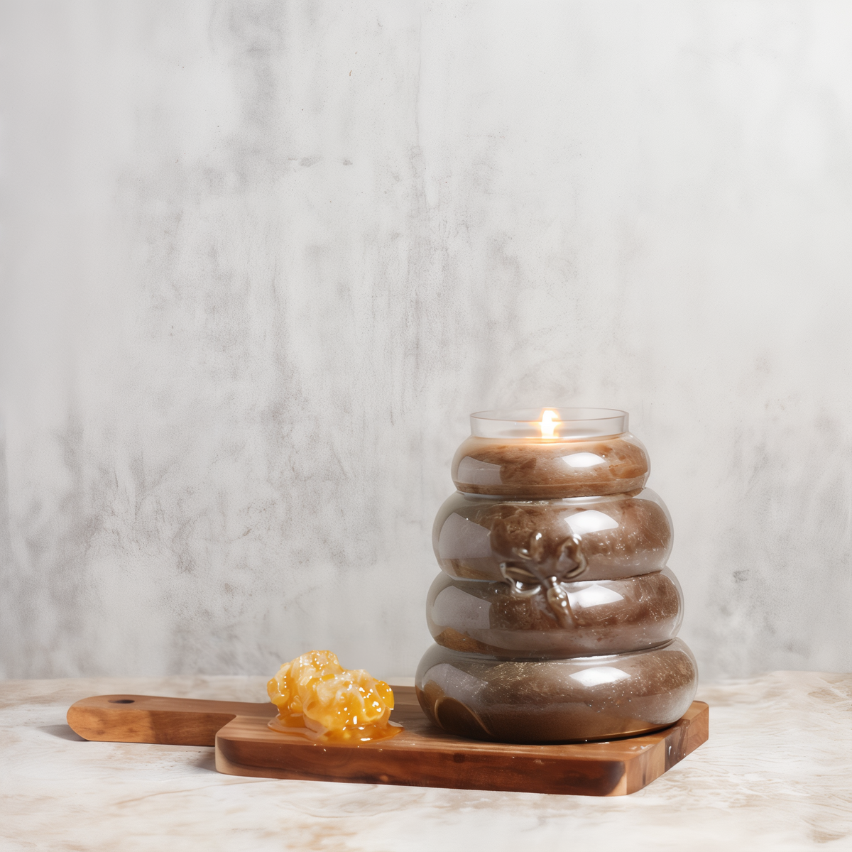 A Cheerful Giver Honey Praline Large Beehive Candle -- styled scene