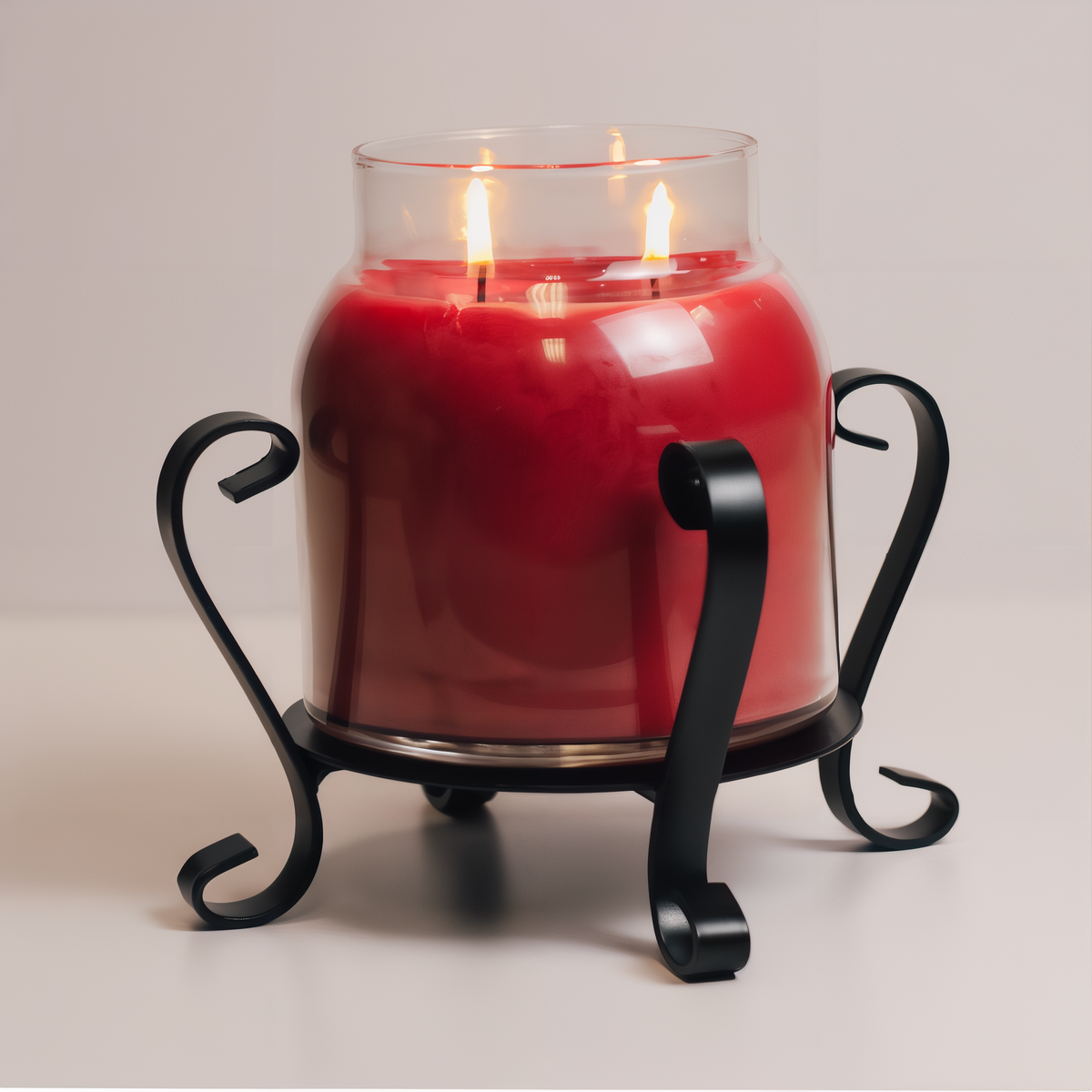A Cheerful Giver Black Candle Jar Holder -- styled scene with candle