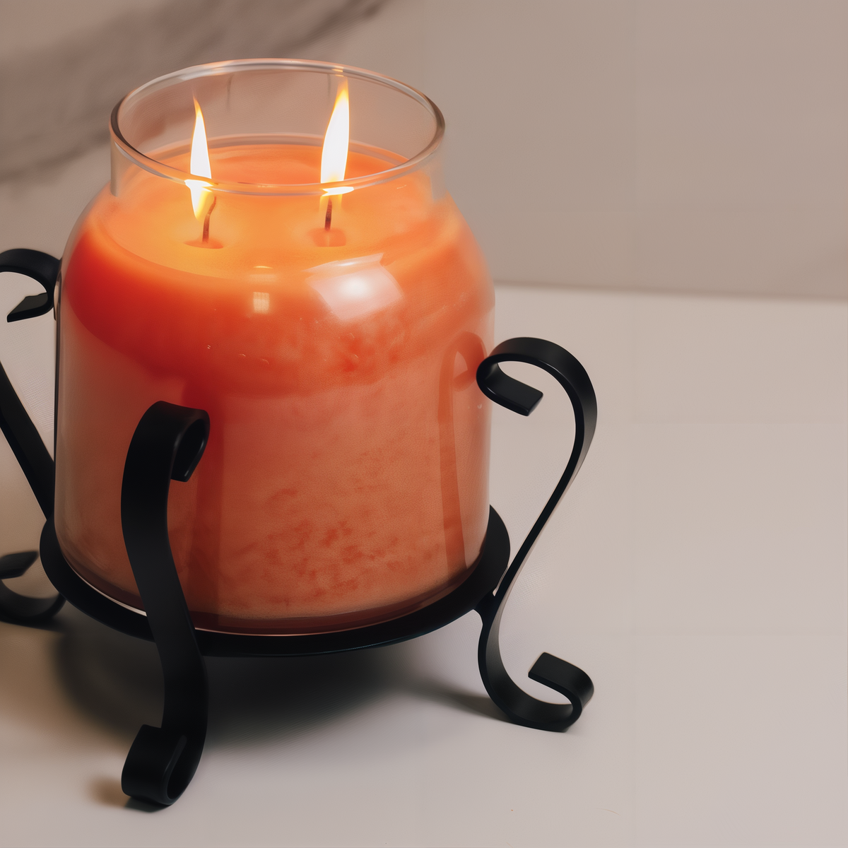 A Cheerful Giver Black Candle Jar Holder -- styled scene with candle