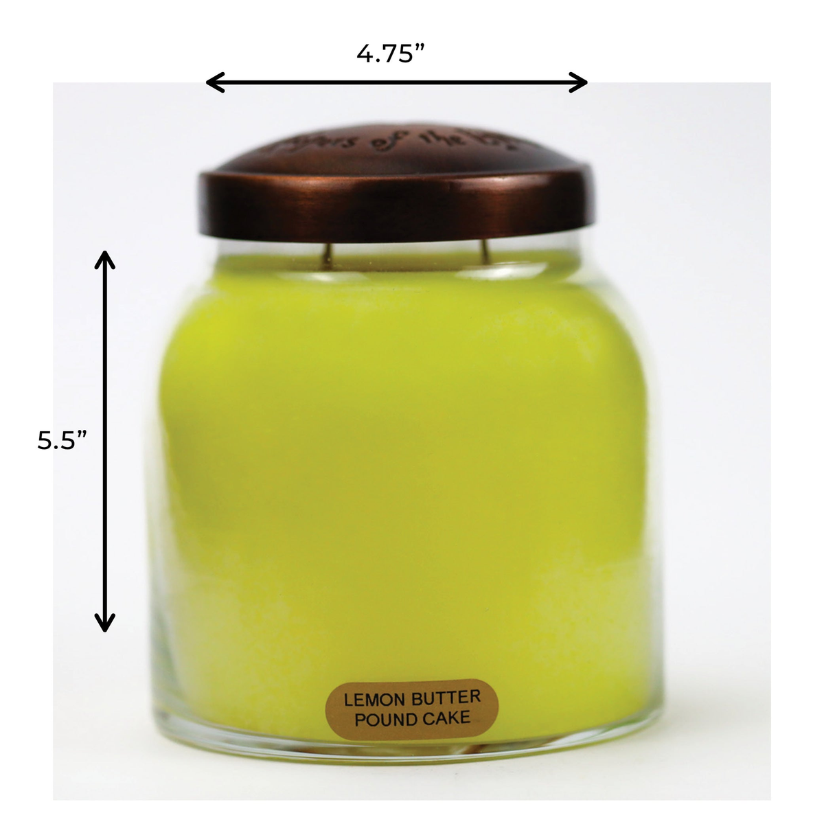 A Cheerful Giver Lemon Butter Pound Cake Keepers of the Light Jar Candle -- dimensions diagram