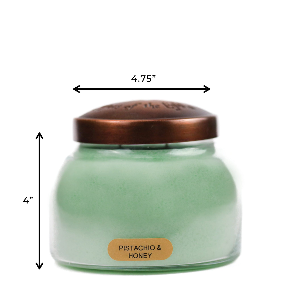 A Cheerful Giver Pistachio & Honey Keepers of the Light Jar Candle -- dimensions diagram