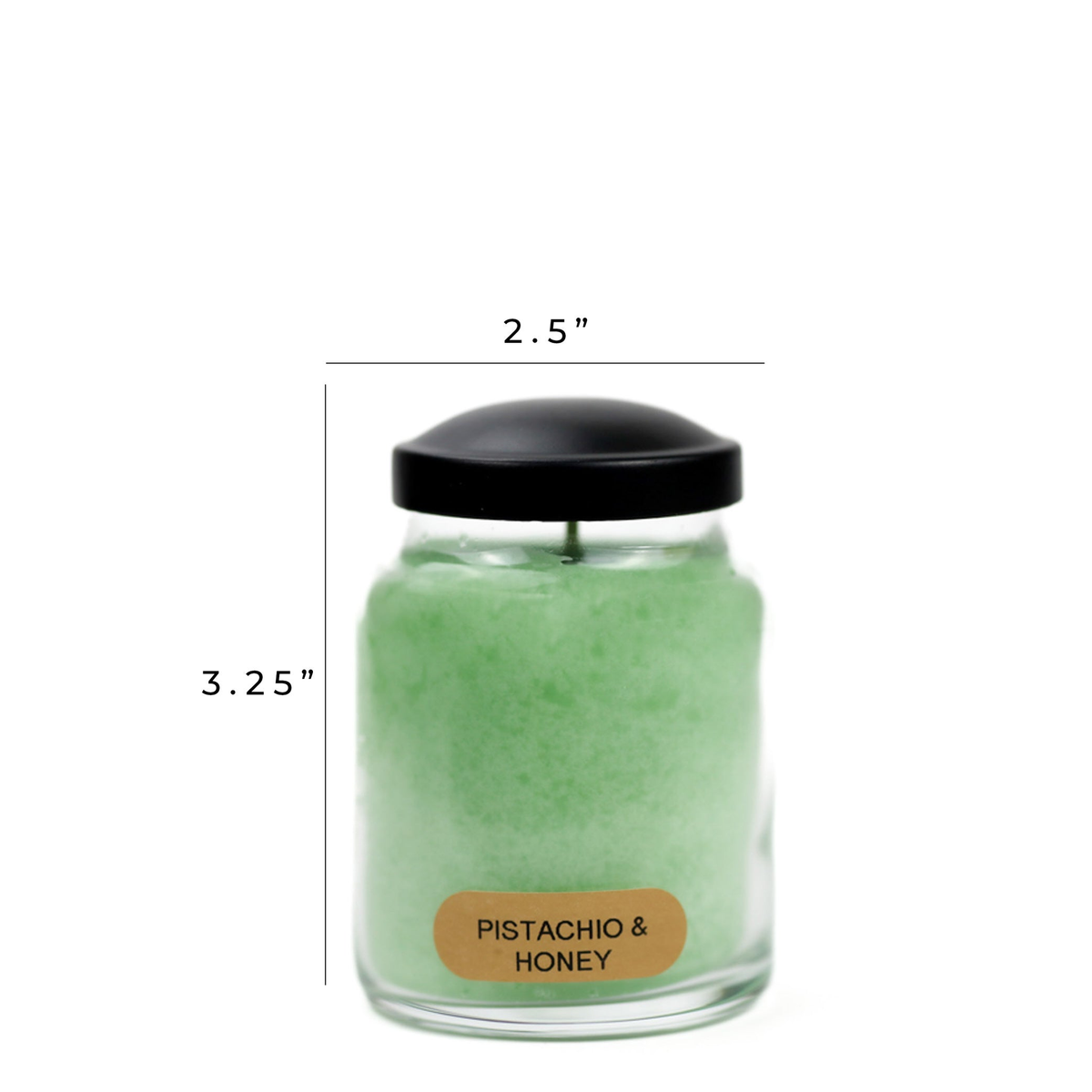 A Cheerful Giver Pistachio & Honey Keepers of the Light Jar Candle -- dimensions diagram