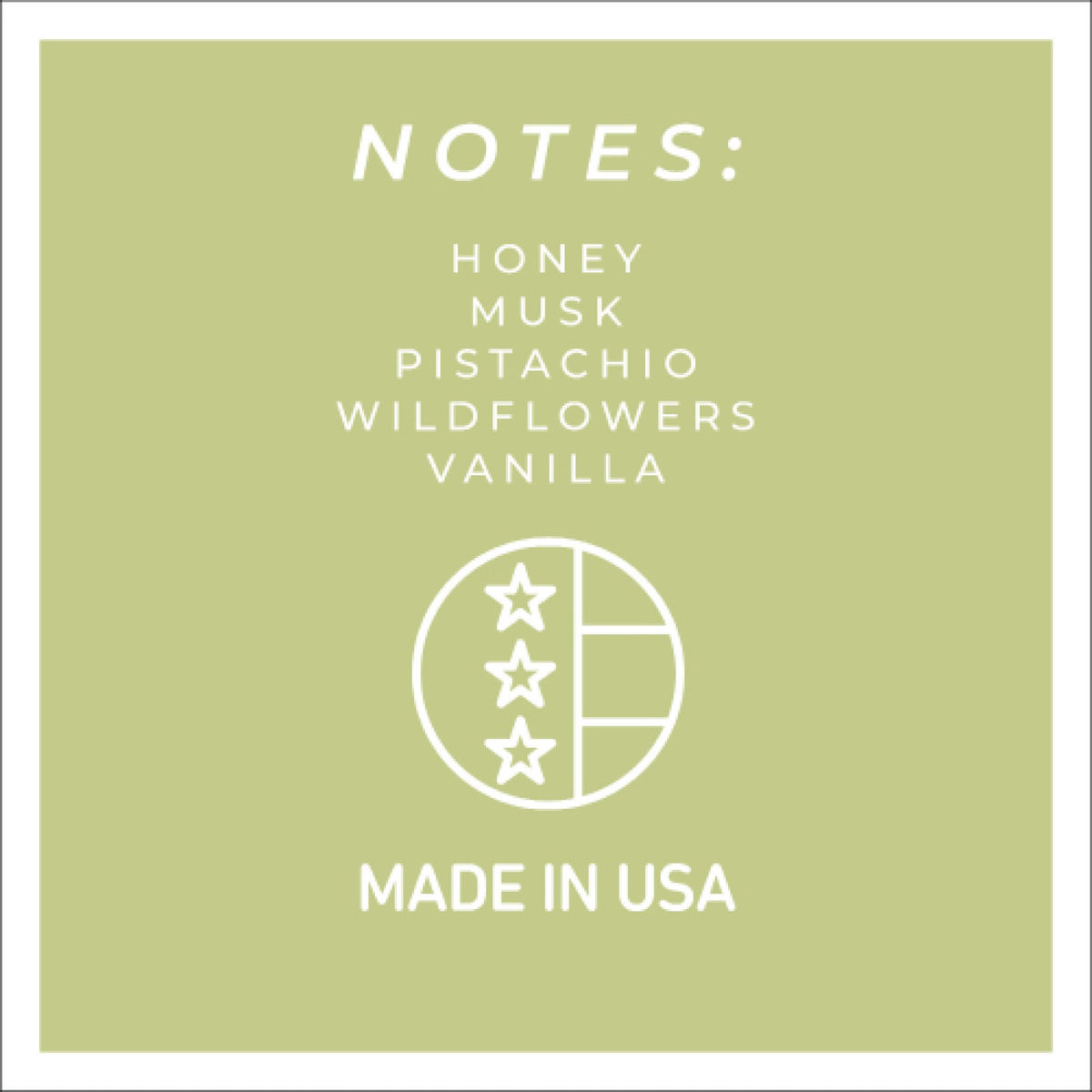 A Cheerful Giver Pistachio & Honey Keepers of the Light Jar Candle -- fragrance notes tile