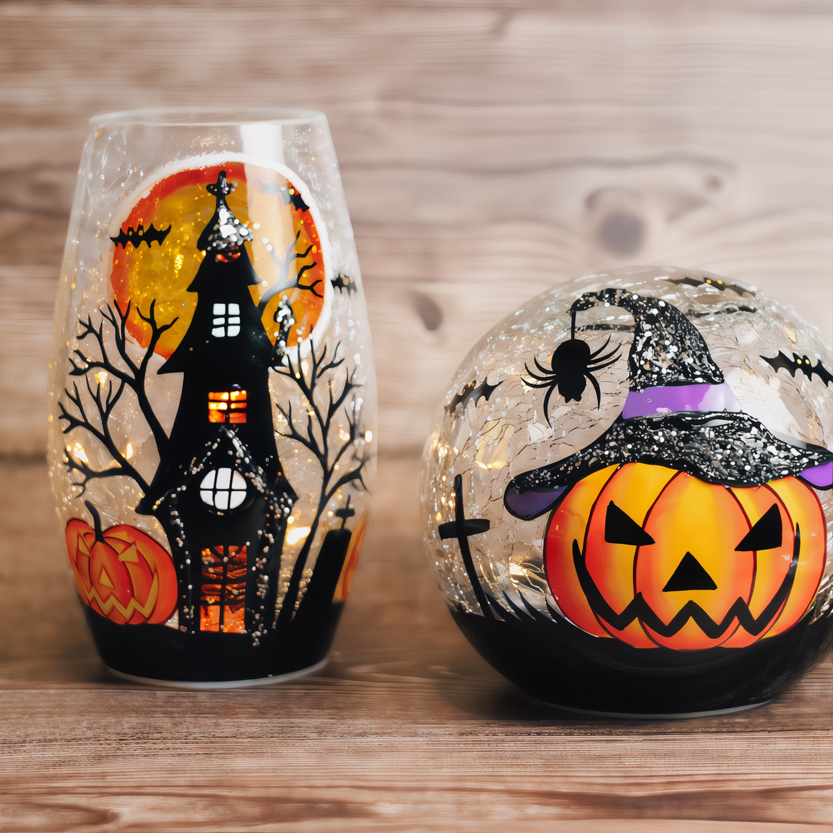 A Cheerful Giver Pumpkin Witch Crackle Glass Orb -- lifestyle