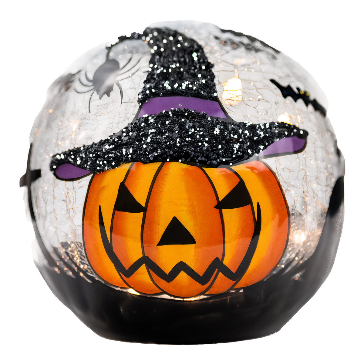 A Cheerful Giver Pumpkin Witch Crackle Glass Orb -- product image