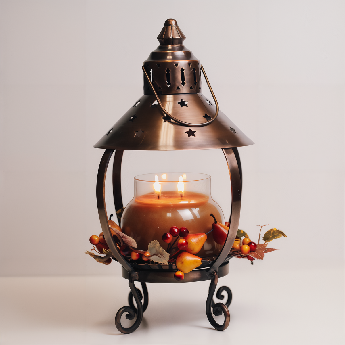 A Cheerful Giver Star Candle Lantern -- styled scene with candle