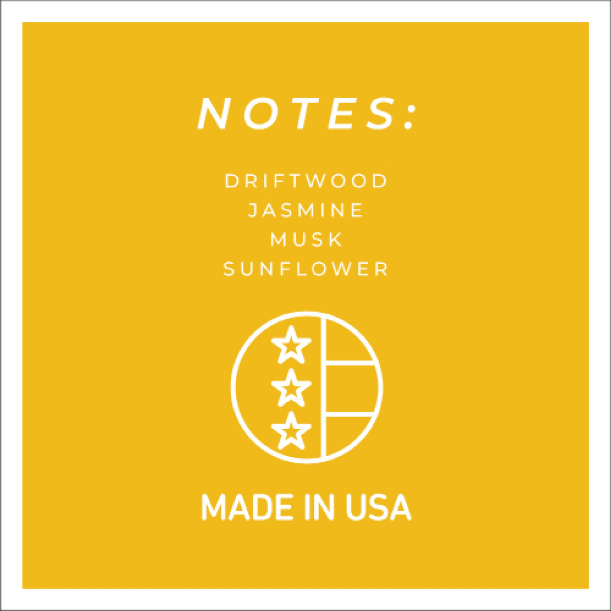 A Cheerful Giver Sunflower & Driftwood Farm Fresh Candle -- fragrance notes tile