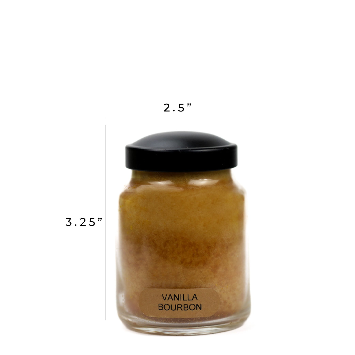 A Cheerful Giver Vanilla Bourbon 6 oz Baby Jar Candle -- dimensions diagram