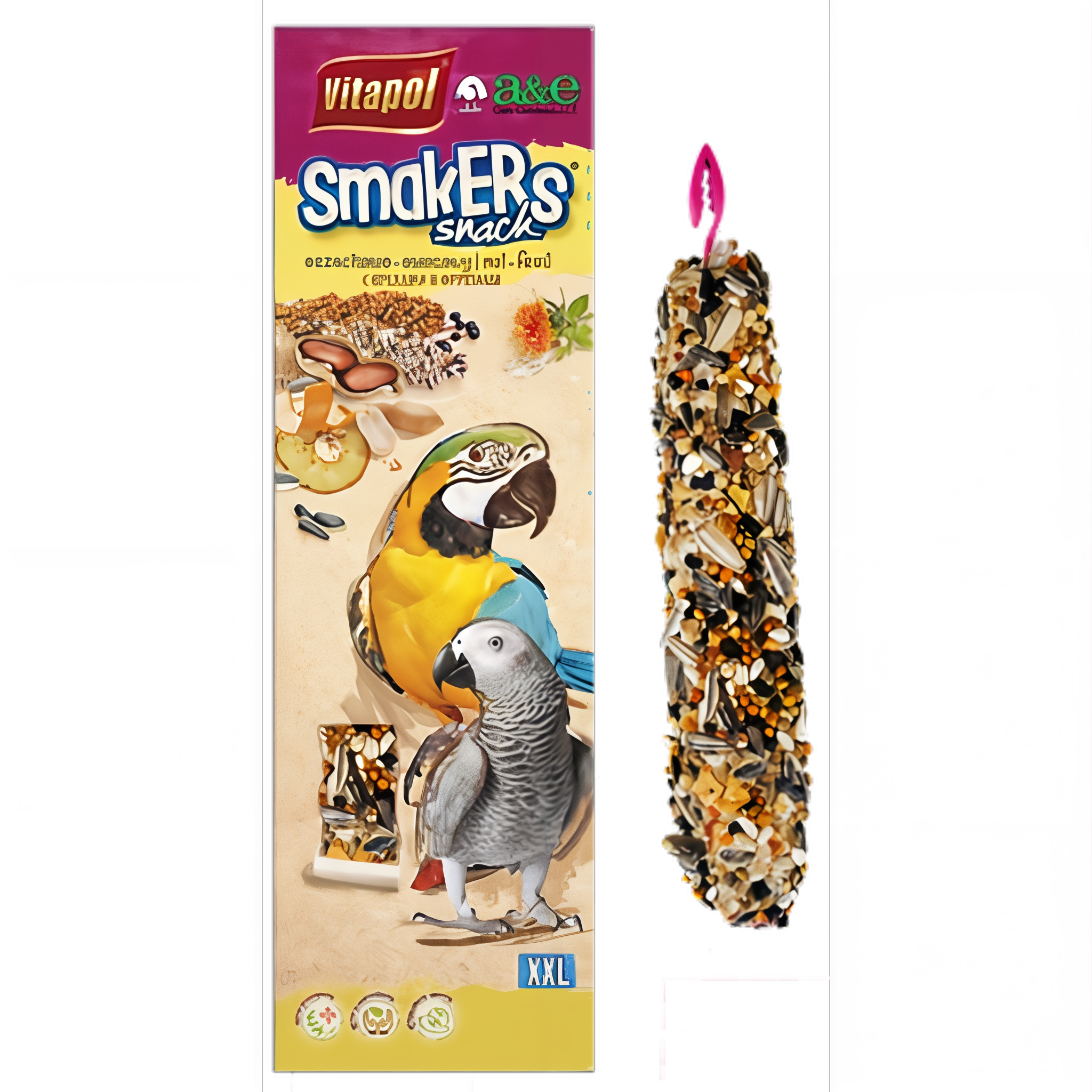 A&E Cage Company Parrot Smakers Grain and Fruit Flavor Bird Treat Sticks