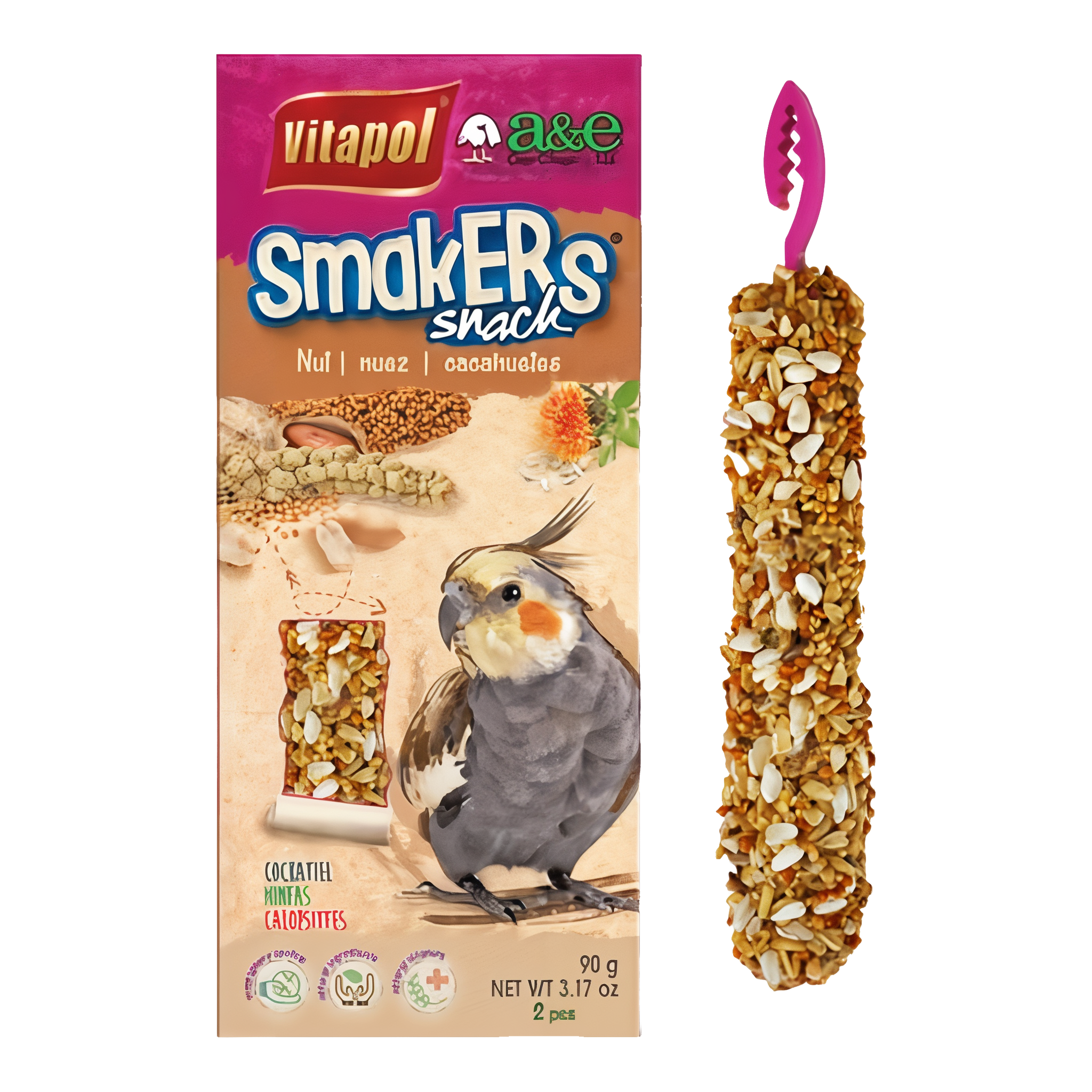 A&E Cage Company Smakers Fruit Treat Sticks, Cockatiel 2 Pack, 400g #Fruit Cockatiel 2 Pack#400 g