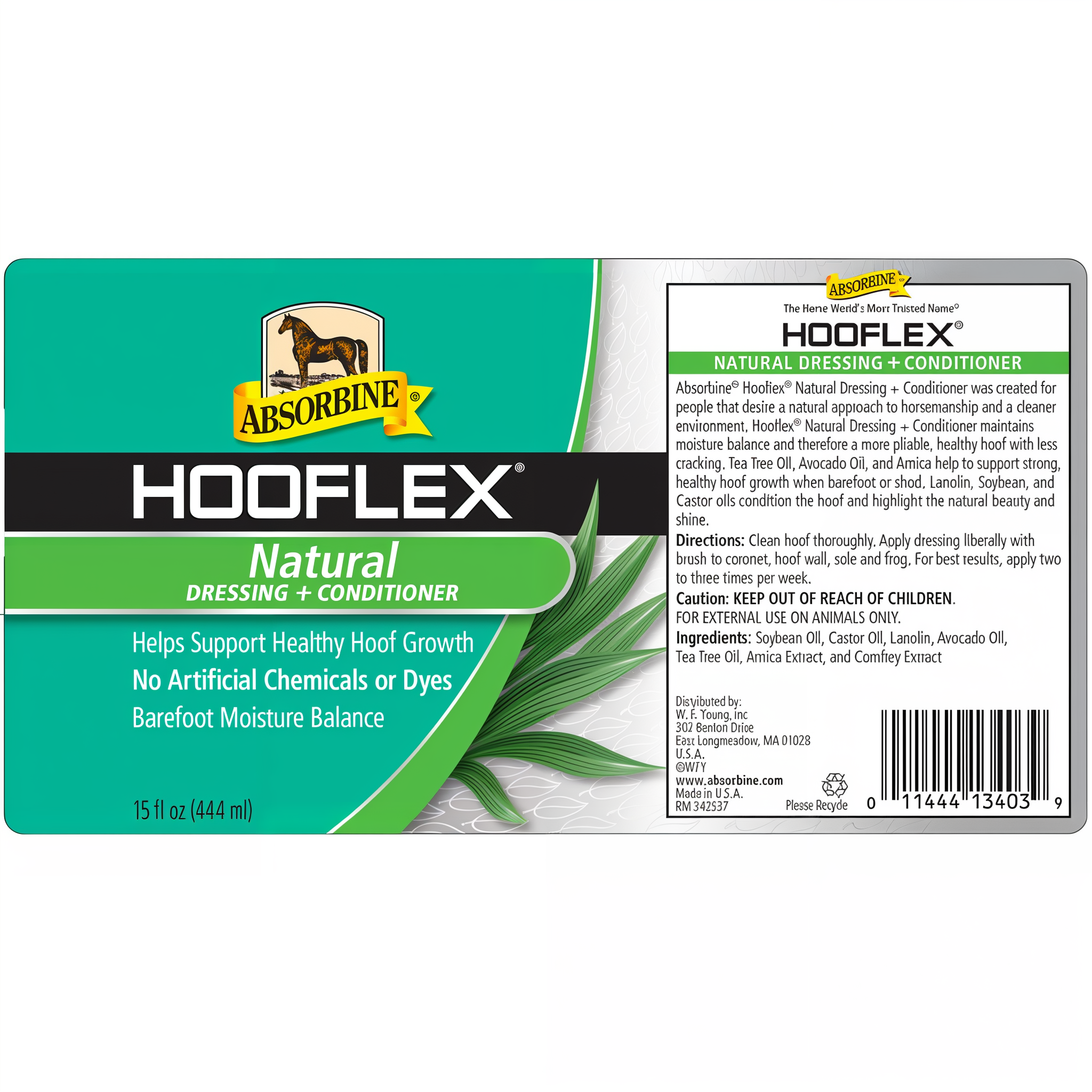 Absorbine Hooflex natural dressing and conditioner, label